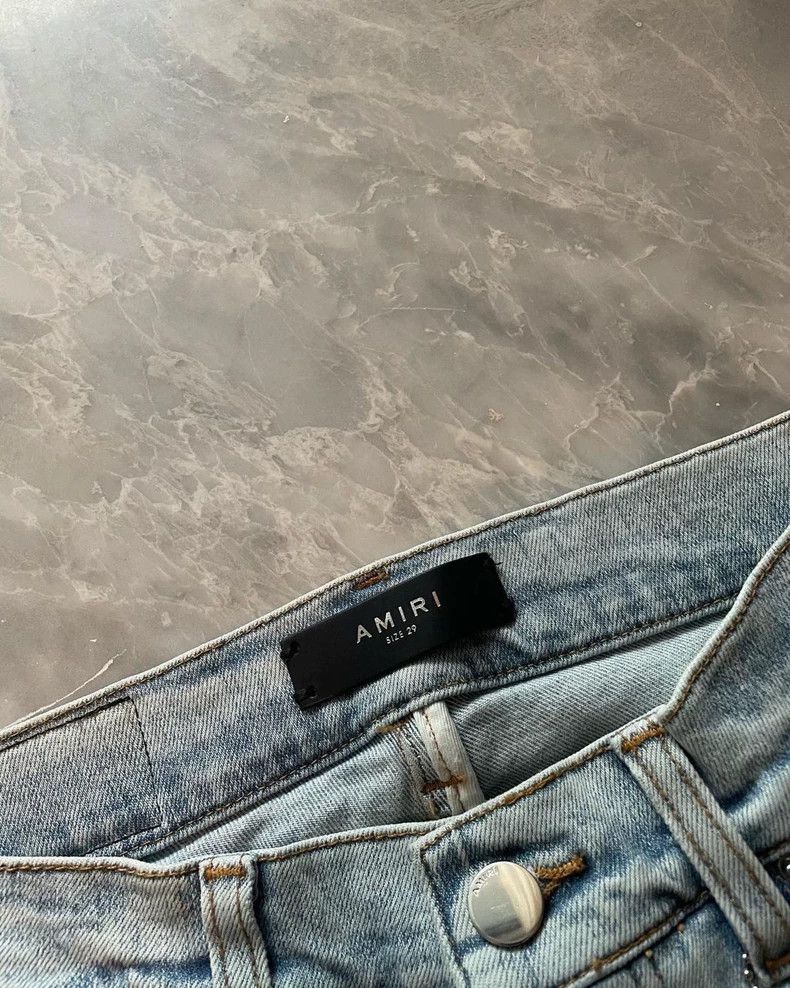 Amiri Amiri Washed Orange Cashew Flower Patchwork Jean Size US 29 - 3 Thumbnail
