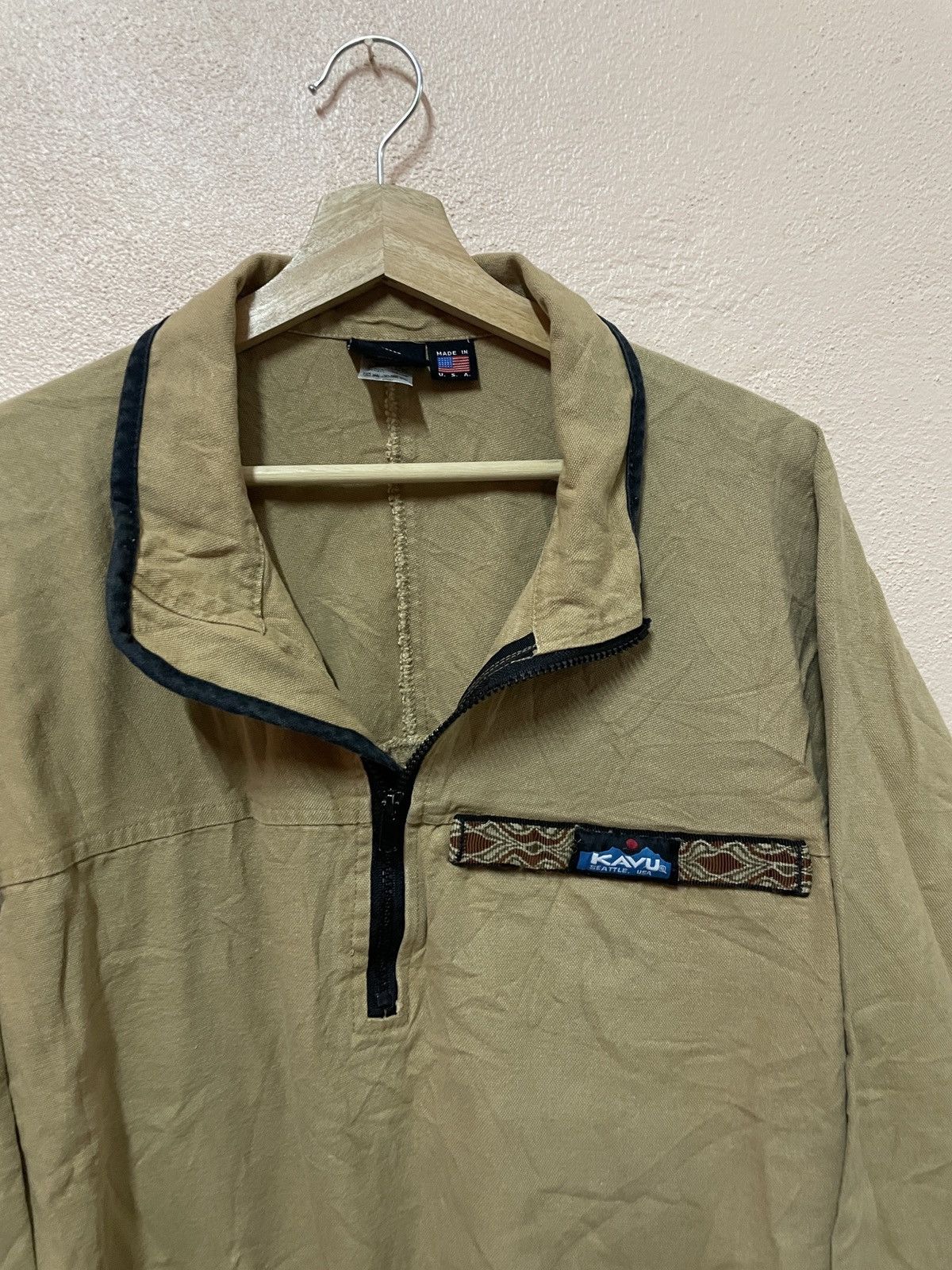 KAVU × Patagonia × Urban Outfitters Kavu Seattle USA Canvas Pullover Zip Jacket Mens Large Brown Size US L / EU 52-54 / 3 - 5 Thumbnail