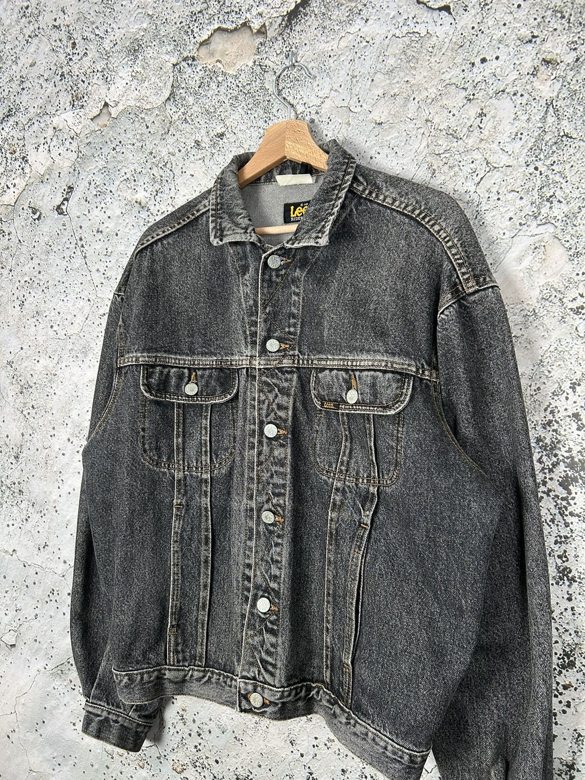 Lee Vintage Lee Riders Washed Black Denim Trucker 90s Size US L / EU 52-54 / 3 - 2 Thumbnail