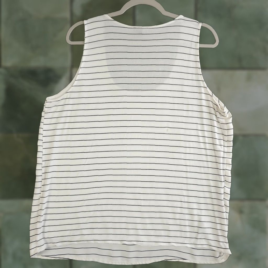 Ann Taylor Ann Taylor Tank Top Womens XL White Striped Sleeveless Lined Shirt Casual Size XL / US 12-14 / IT 48-50 - 1 Thumbnail
