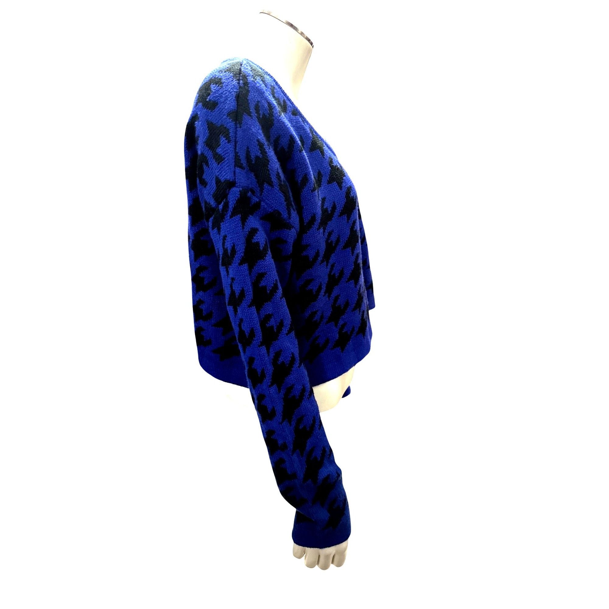 Other 36 Point 5 Small Blue Black Houndstooth Crop Sweater Bold Kn Size S / US 4 / IT 40 - 7 Thumbnail