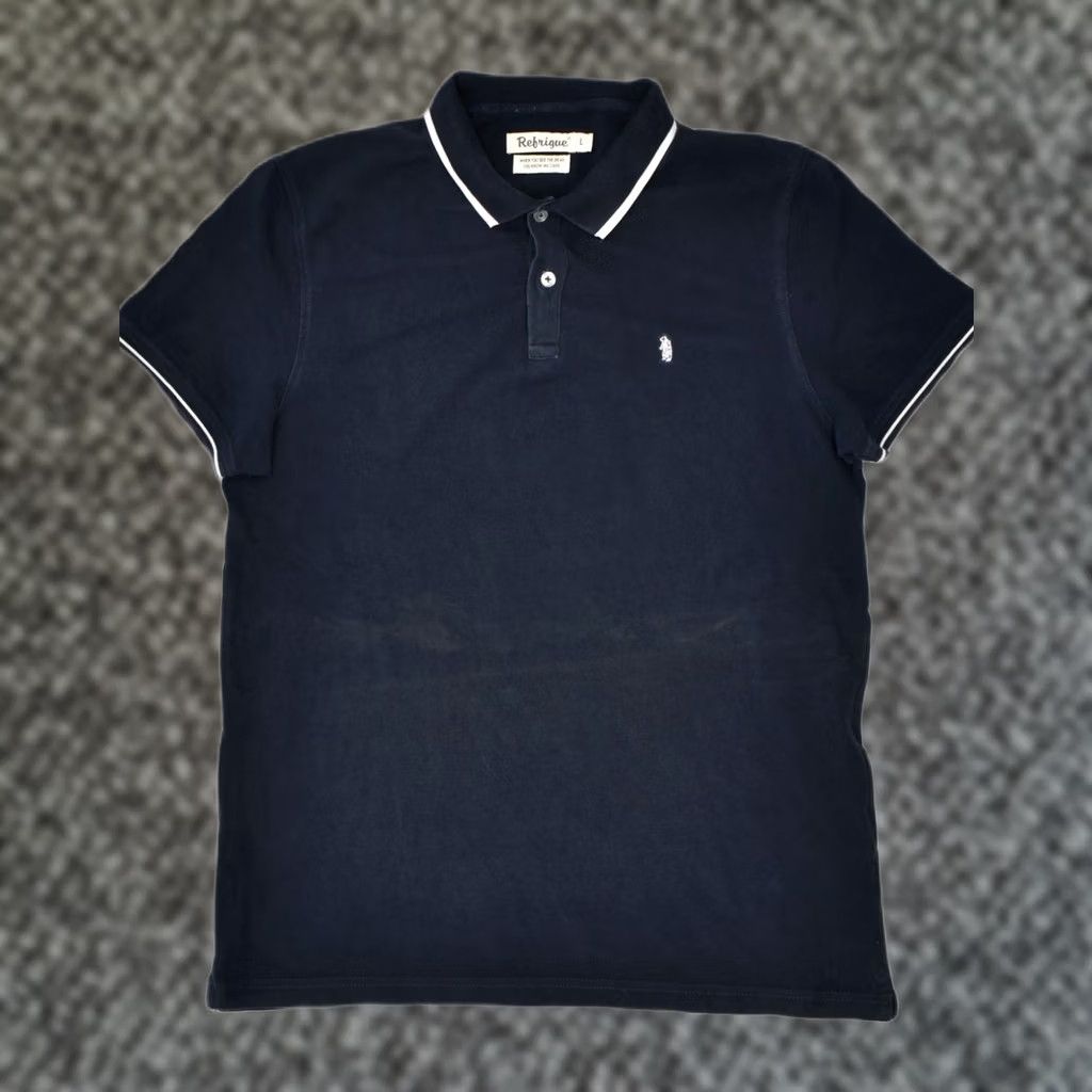Vintage REFRIGUE Mens Polo Shirt Large Navy Blue Cotton RJ20 Size US L / EU 52-54 / 3 - 1 Thumbnail