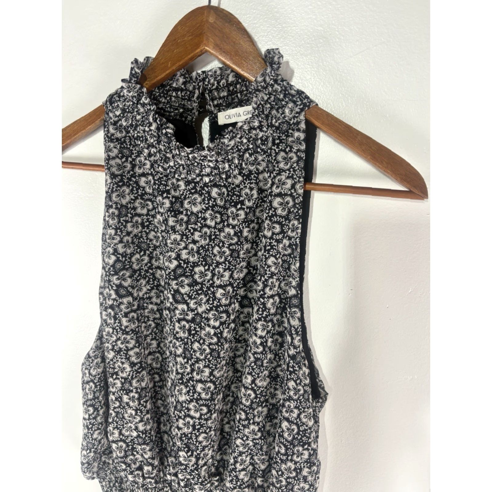 Vintage Olivia Grey Blk/Wht Floral Hi Neck Sleeveless Midi Dress Womens Size L Size L / US 10 / IT 46 - 2 Thumbnail