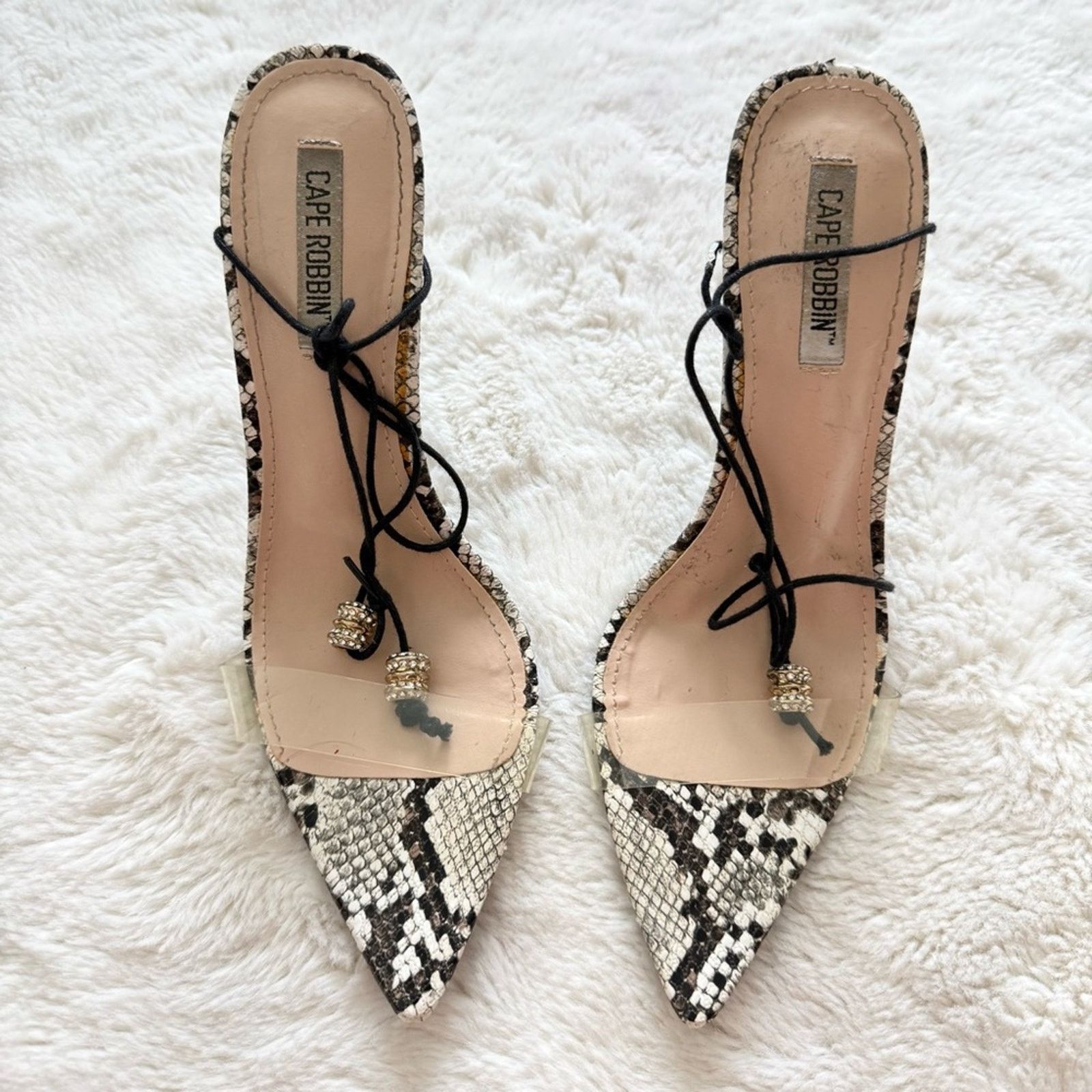 Other Cape Robbin Black and White Snakeskin Heels size 7 US Size US 7 / IT 37 - 2 Thumbnail