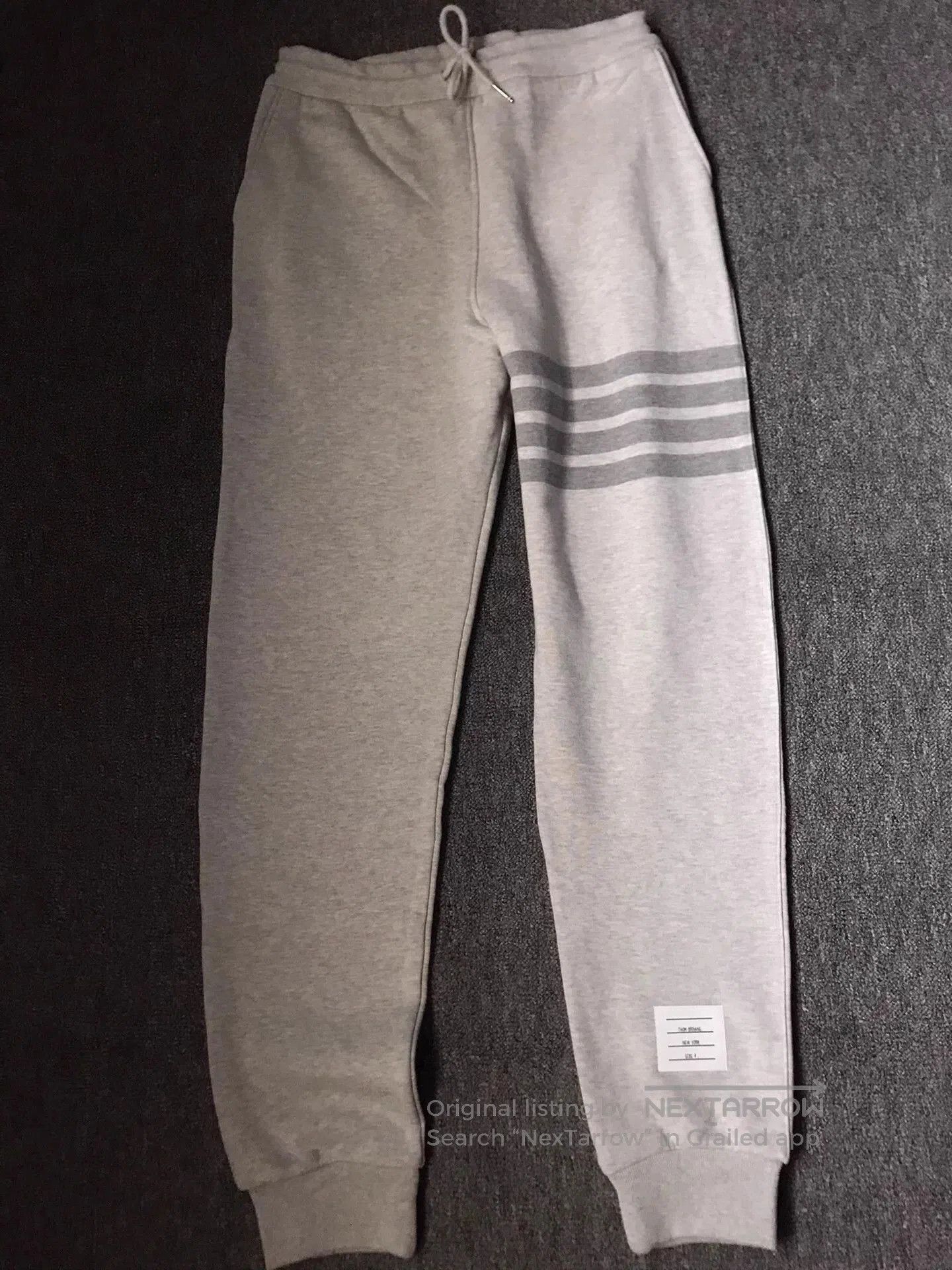 Gray Striped Sweatpants with Elastic Waist.