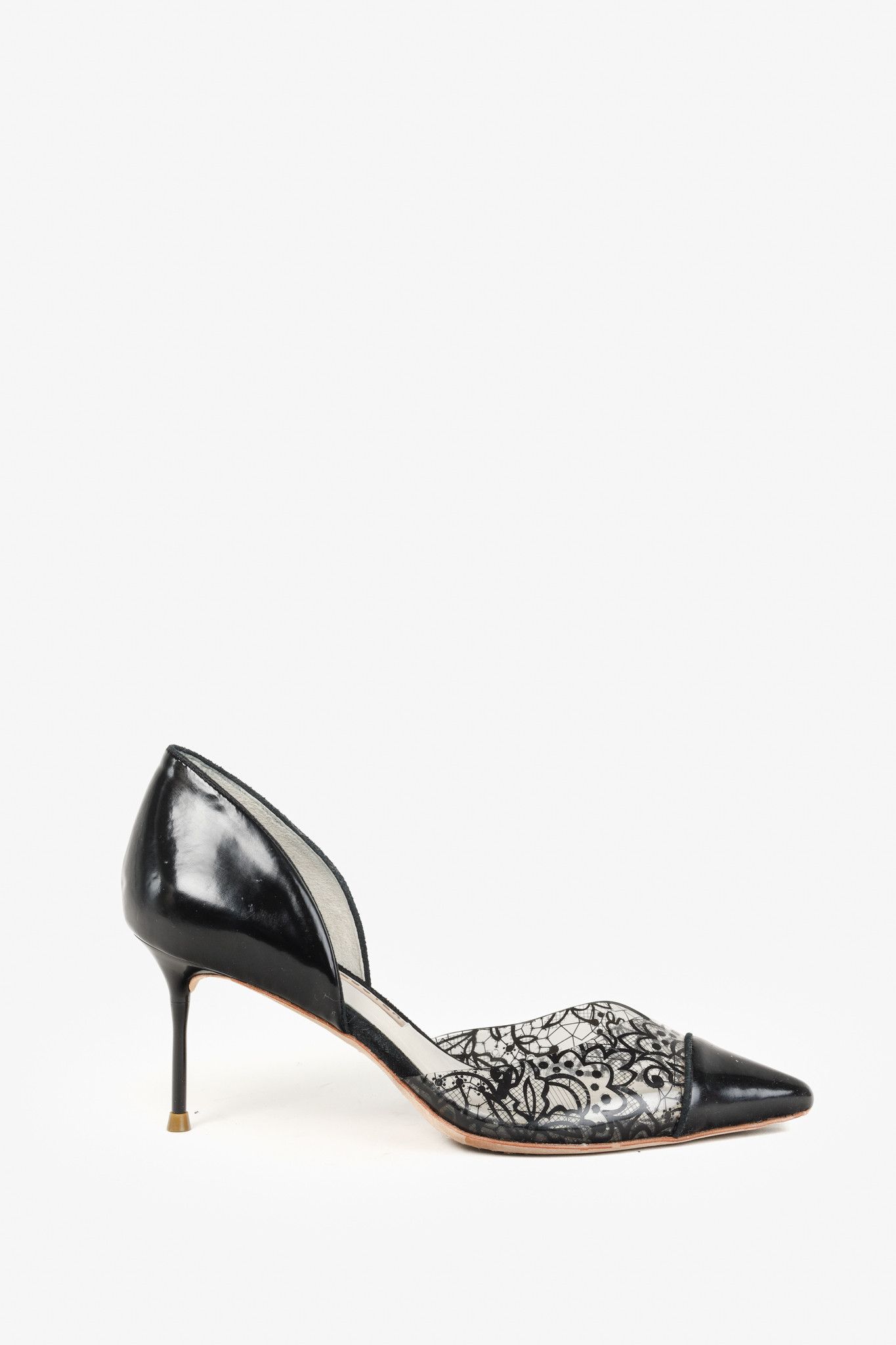 Sophia Webster Sophia Webster Black Patent Printed Lace Detail Stilettos Size US 6 / IT 36 - 1 Thumbnail