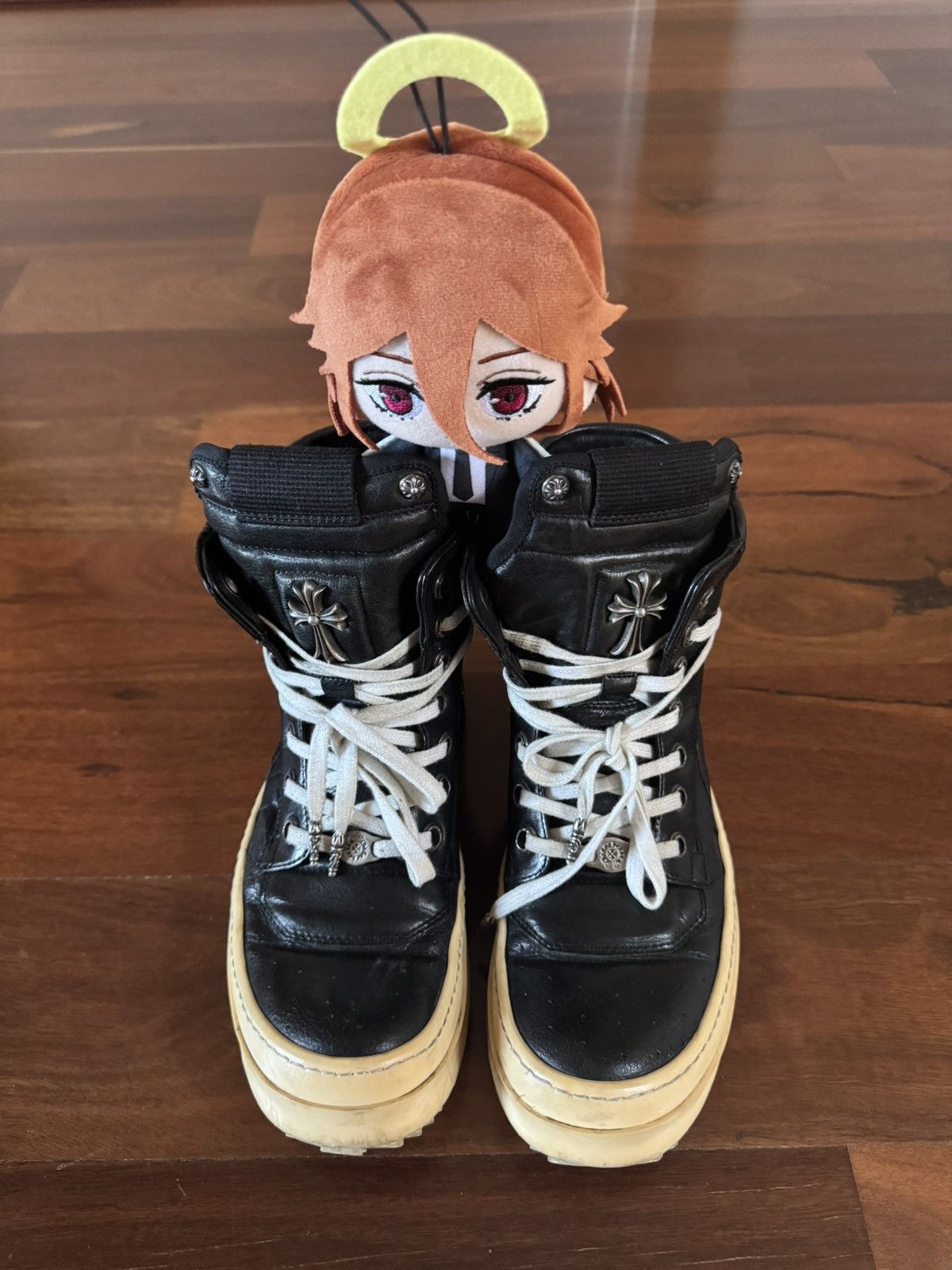 Chrome Hearts × Rick Owens Rick Owens Chrome Hearts Short-Tongue Staple Geodunks Size US 10 / EU 43 - 3 Thumbnail
