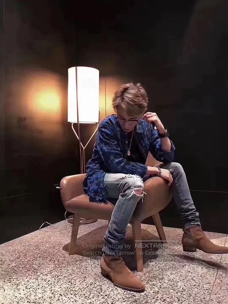 Saint Laurent Paris Saint Laurent Paris Blue Big Destroyed Denim Jeans Size US 32 / EU 48 - 7 Thumbnail