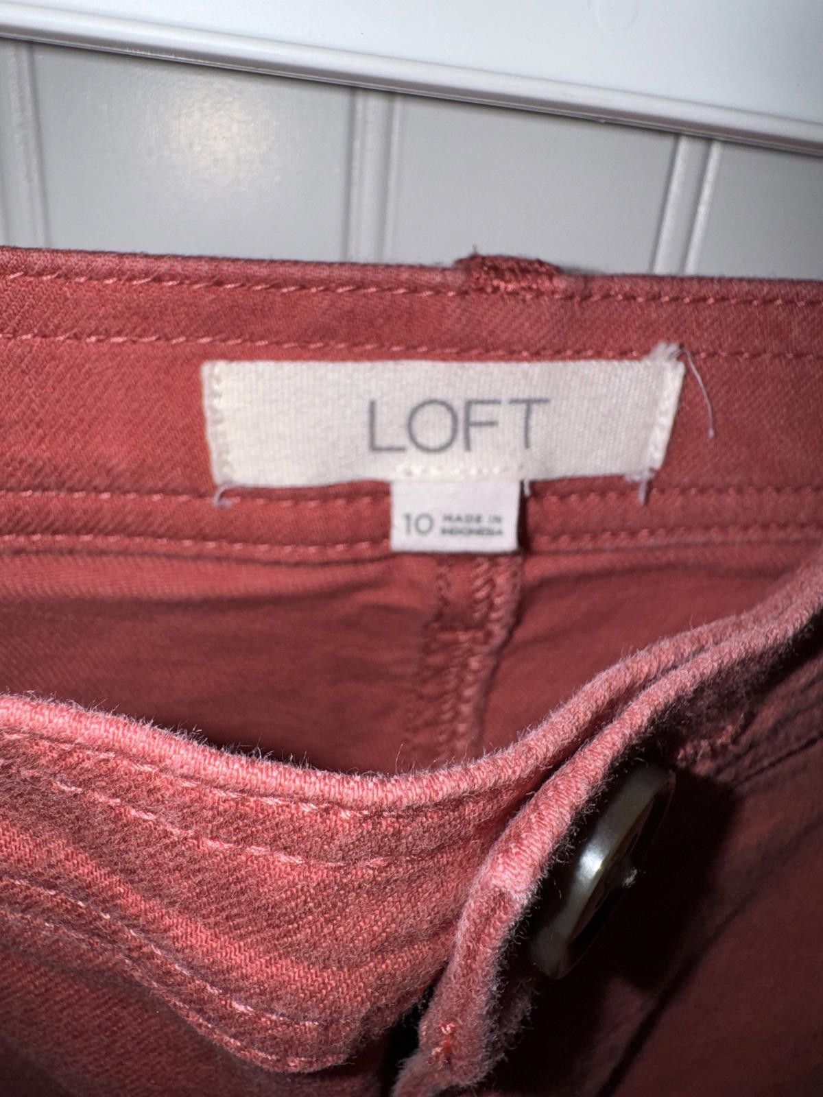 Other LOFT Size 10 Red Terracotta High Rise Utility Ankle Pants Size 32" / US 10 / IT 46 - 3 Thumbnail