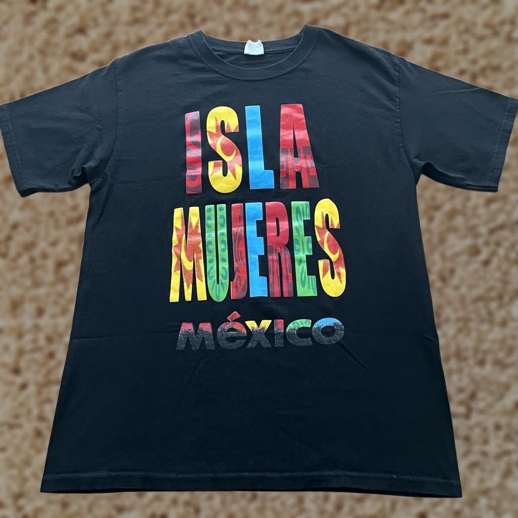Vintage Isla Mujeres Shirt Mens M Black Mexico Souvenir Graphic Tee Yazbek Heavyweight Size US M / EU 48-50 / 2 - 1 Thumbnail