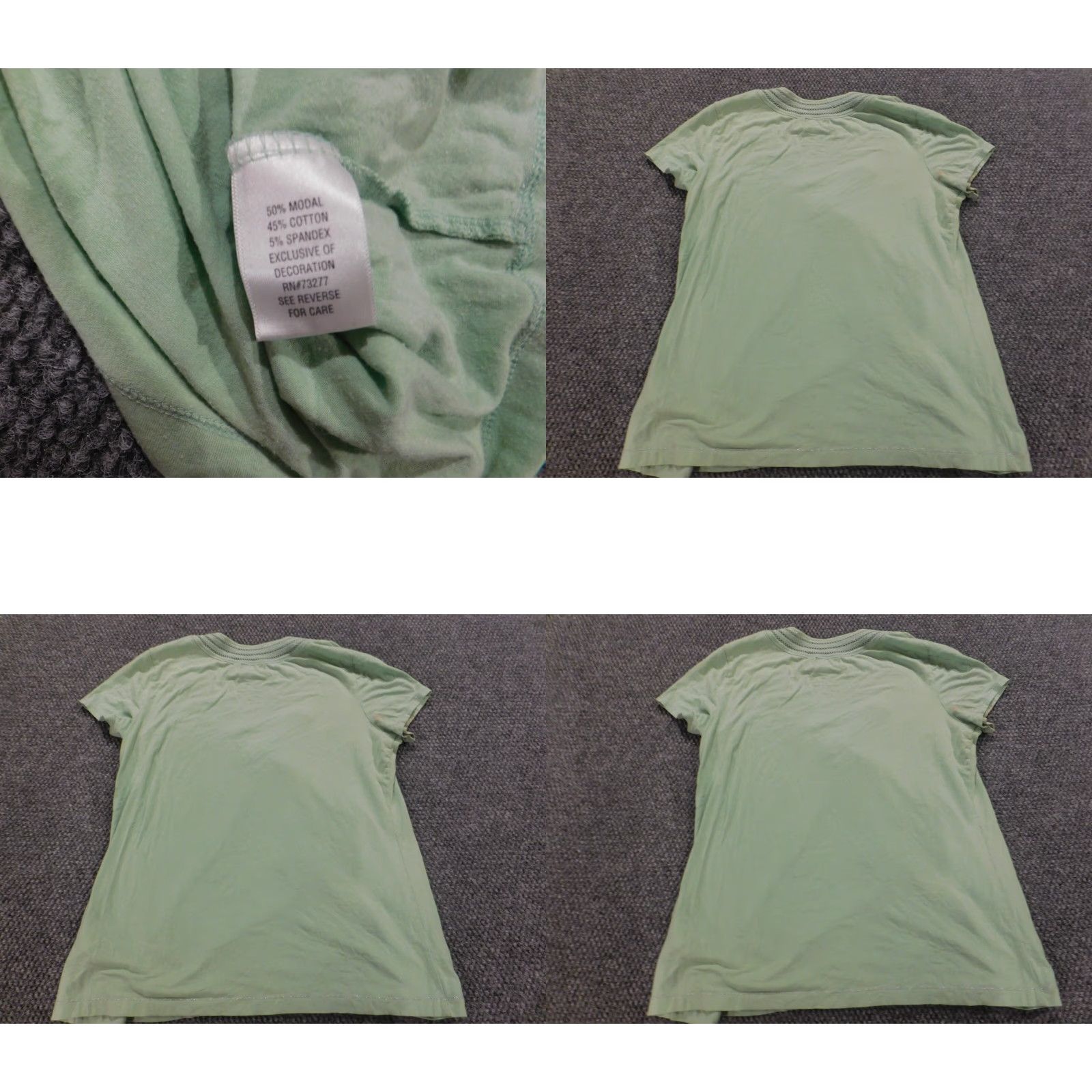 Vintage Dana Buchman Blouse Womens Medium Green Pullover Short Sleeve Round Neck Cotton Rayon Geometric Pattern Ruffle Stretch Casual Regular Vintage No Size M / US 6-8 / IT 42-44 - 8 Thumbnail