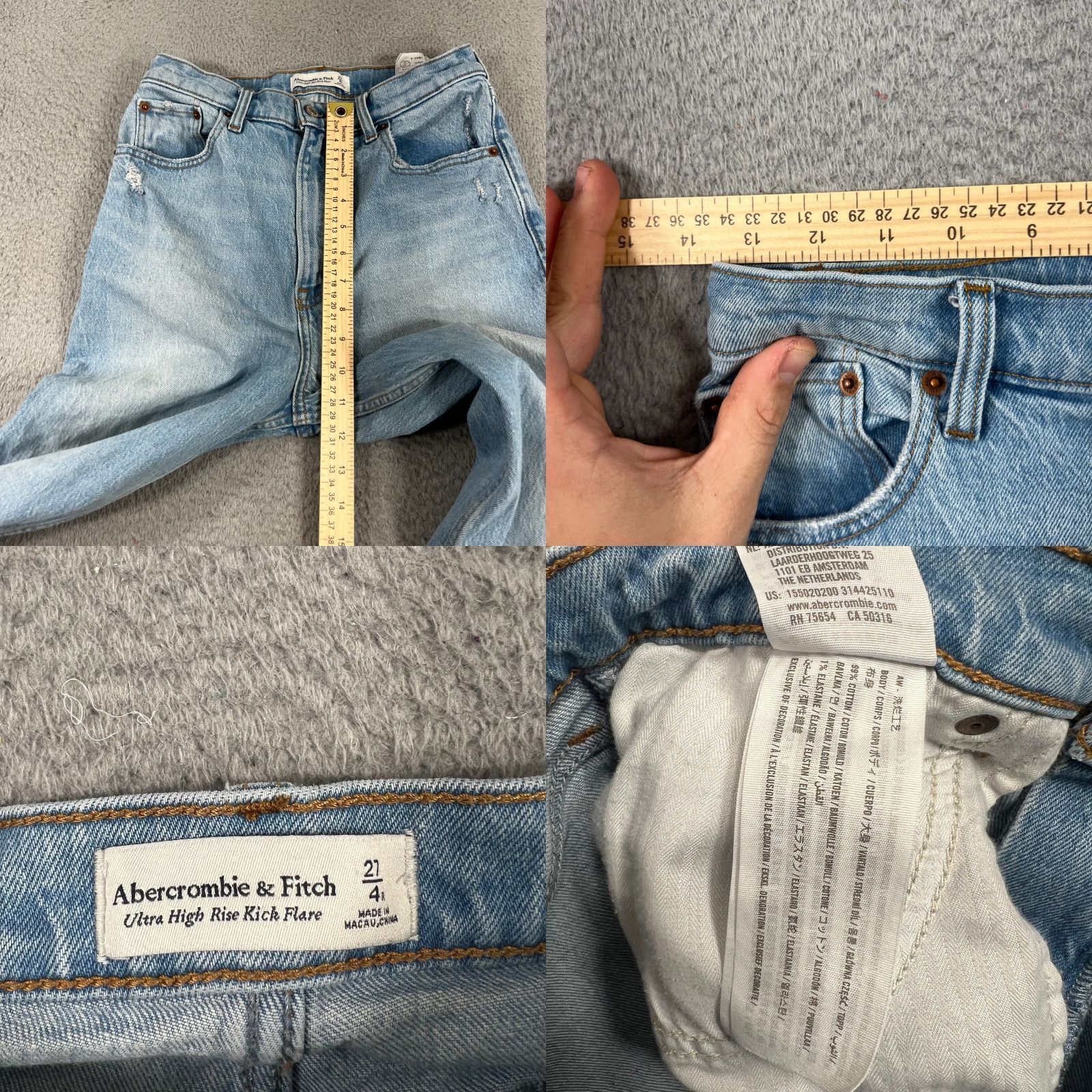 Abercrombie & Fitch Abercrombie & Fitch Ultra High Rise Kick Flare Distressed Raw Hem Jean Size 27/4 Size 27" / US 4 / IT 40 - 8 Thumbnail