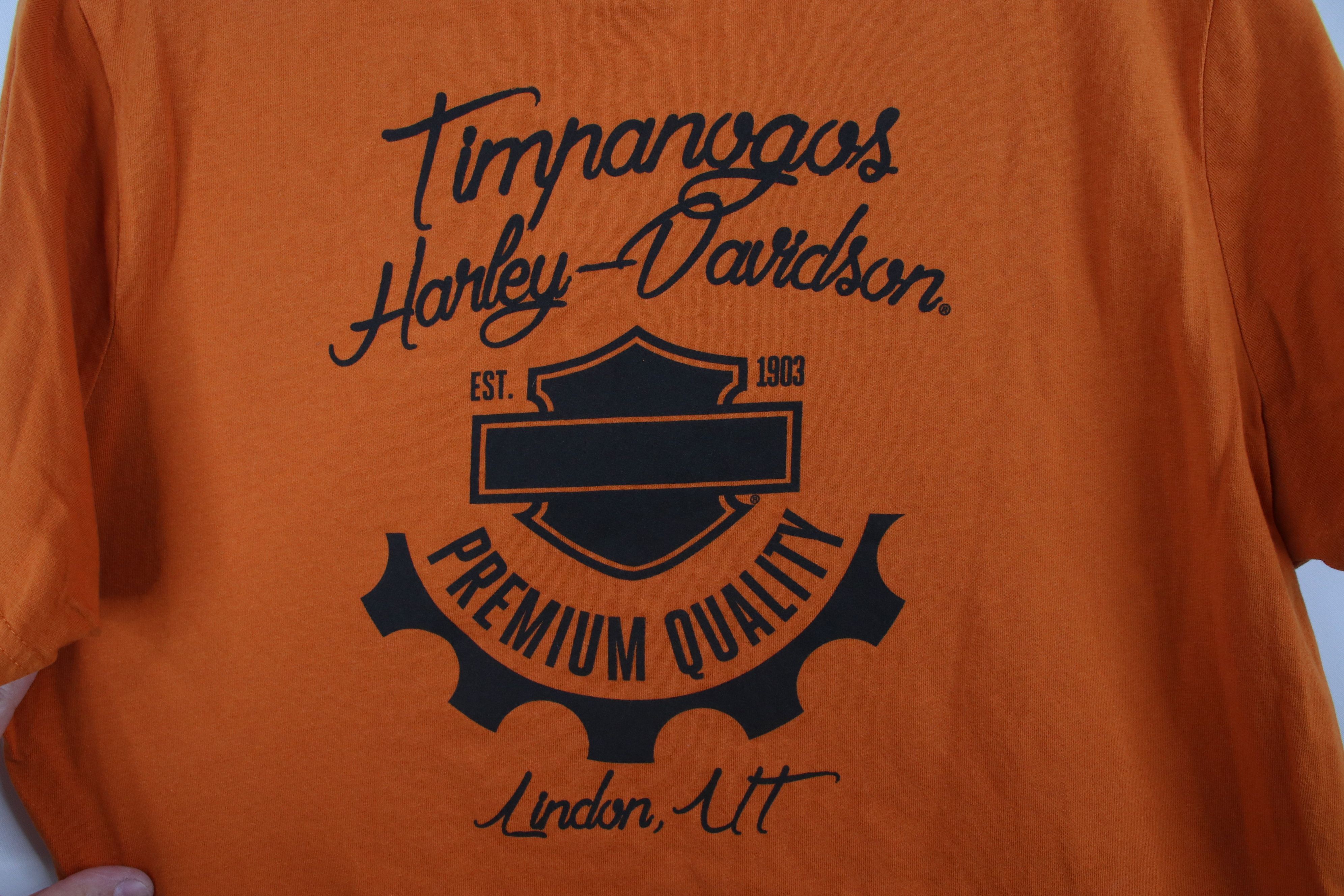 Harley Davidson × Vintage Vintage Y2K Harley Davidson Spell Out Script T-Shirt Orange Size M / US 6-8 / IT 42-44 - 11 Thumbnail