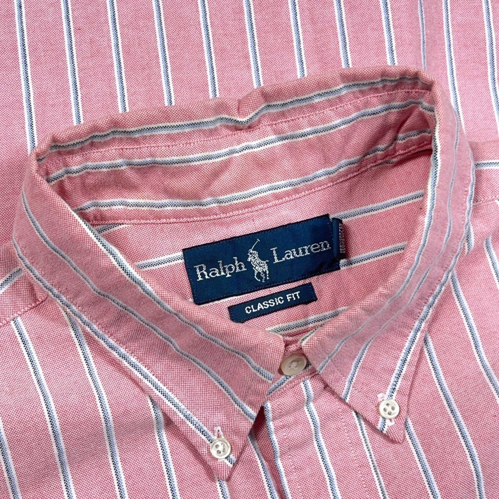 Ralph Lauren Ralph Lauren Oxford Shirt Men XL Pink Blue Striped Button Up OCBD Shirt Size US XL / EU 56 / 4 - 5 Thumbnail
