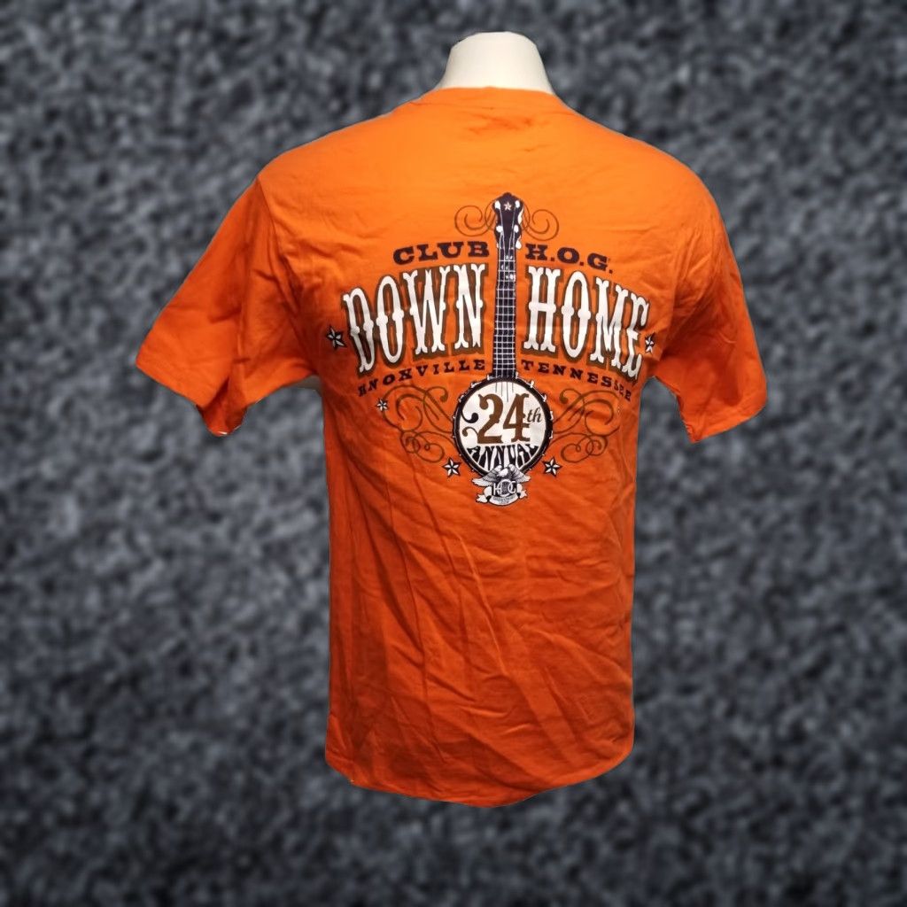 Hanes HARLEY DAVIDSON T-SHIRT Motorcycle Club H.O.G. Knoxville TN 24th Annual Rally Mens M Orange Cotton Graphic Tee Crew Neck Short Sleeve Size US M / EU 48-50 / 2 - 1 Thumbnail