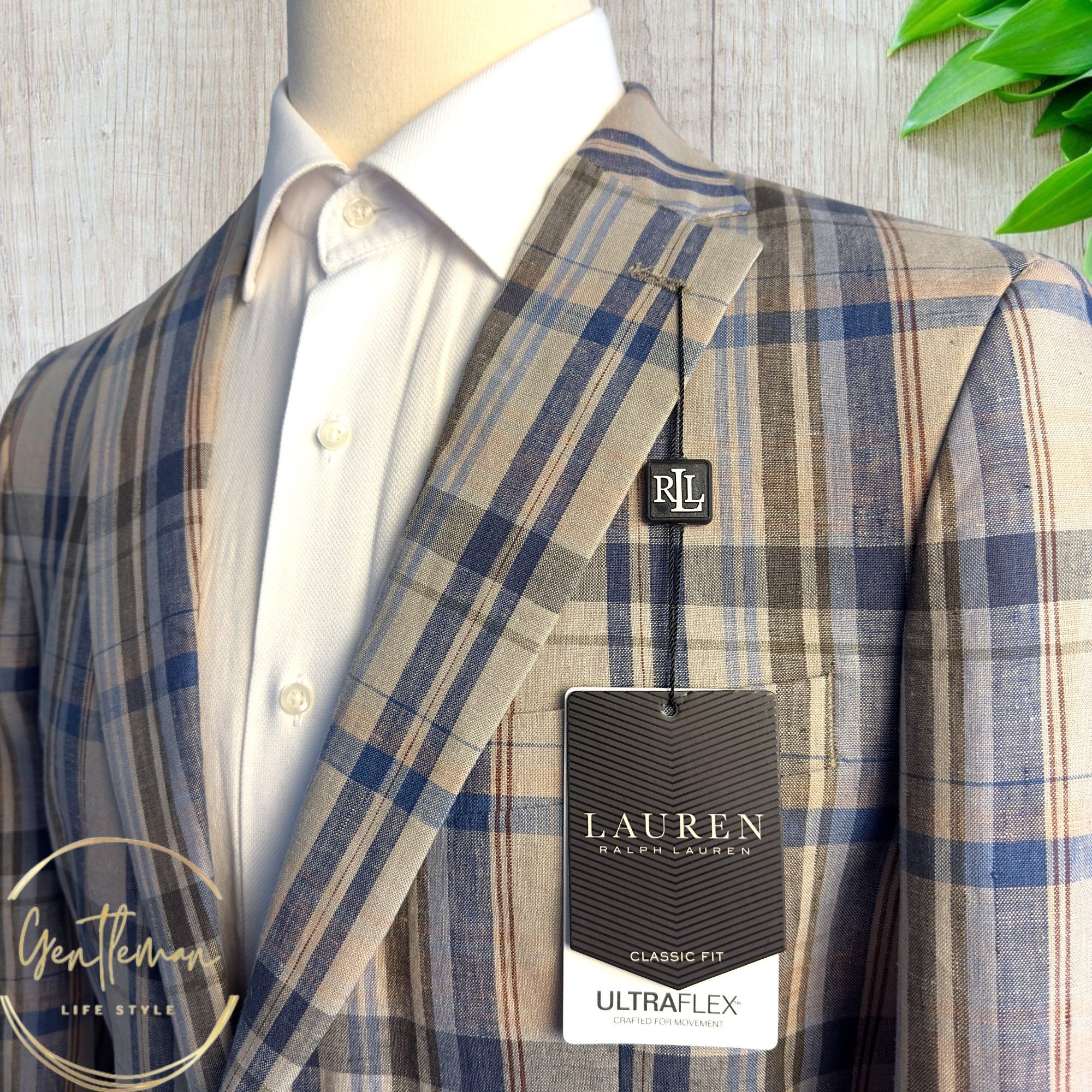 Ralph Lauren RALPH LAUREN Blazer Sport Coat Jacket 44L Linen Plaid Size 44L - 2 Thumbnail