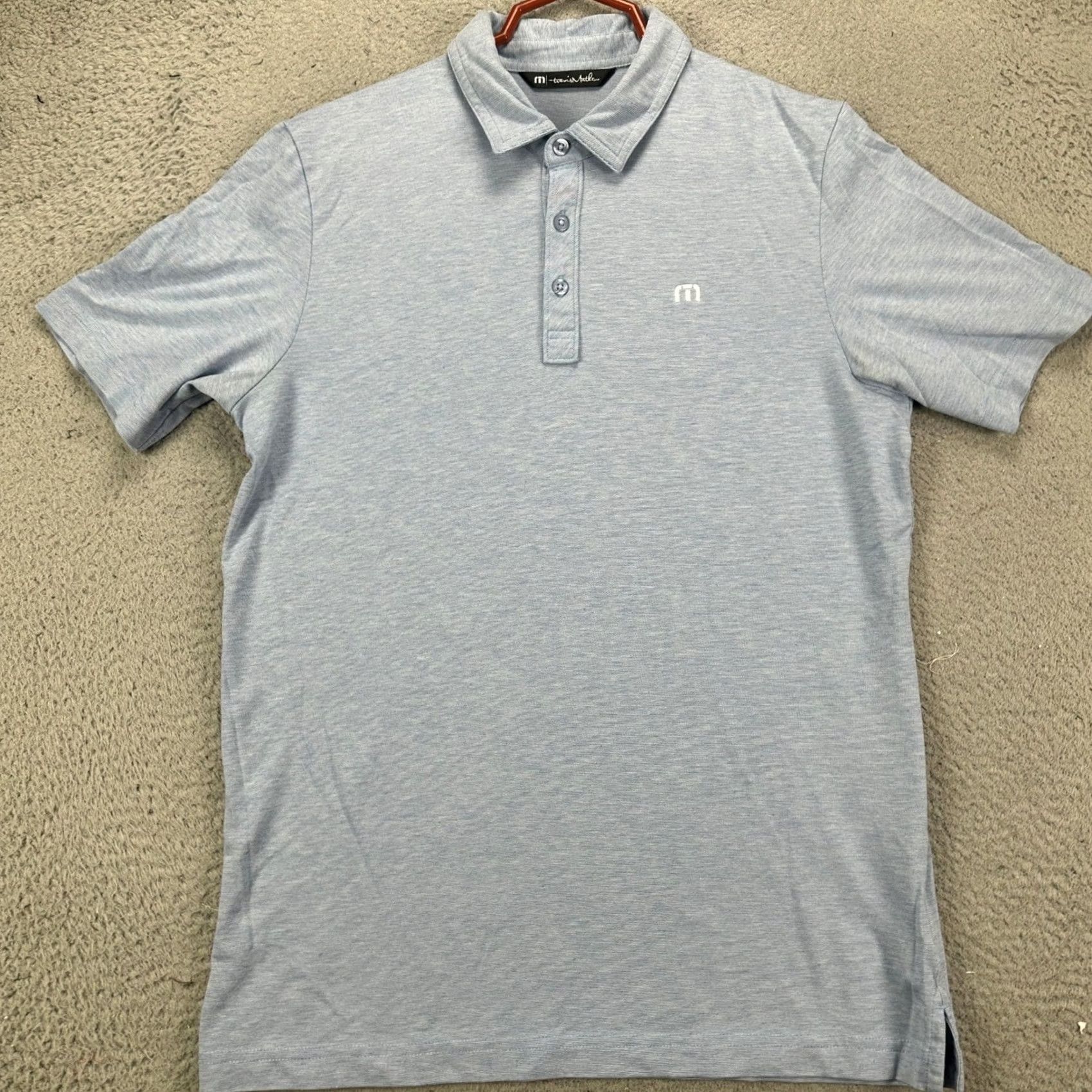 TravisMathew Travis Mathew Polo Shirt Mens Medium Blue Rugby Short Sleeve Pima Cotton Blend Shirt Polo Size US M / EU 48-50 / 2 - 3 Thumbnail