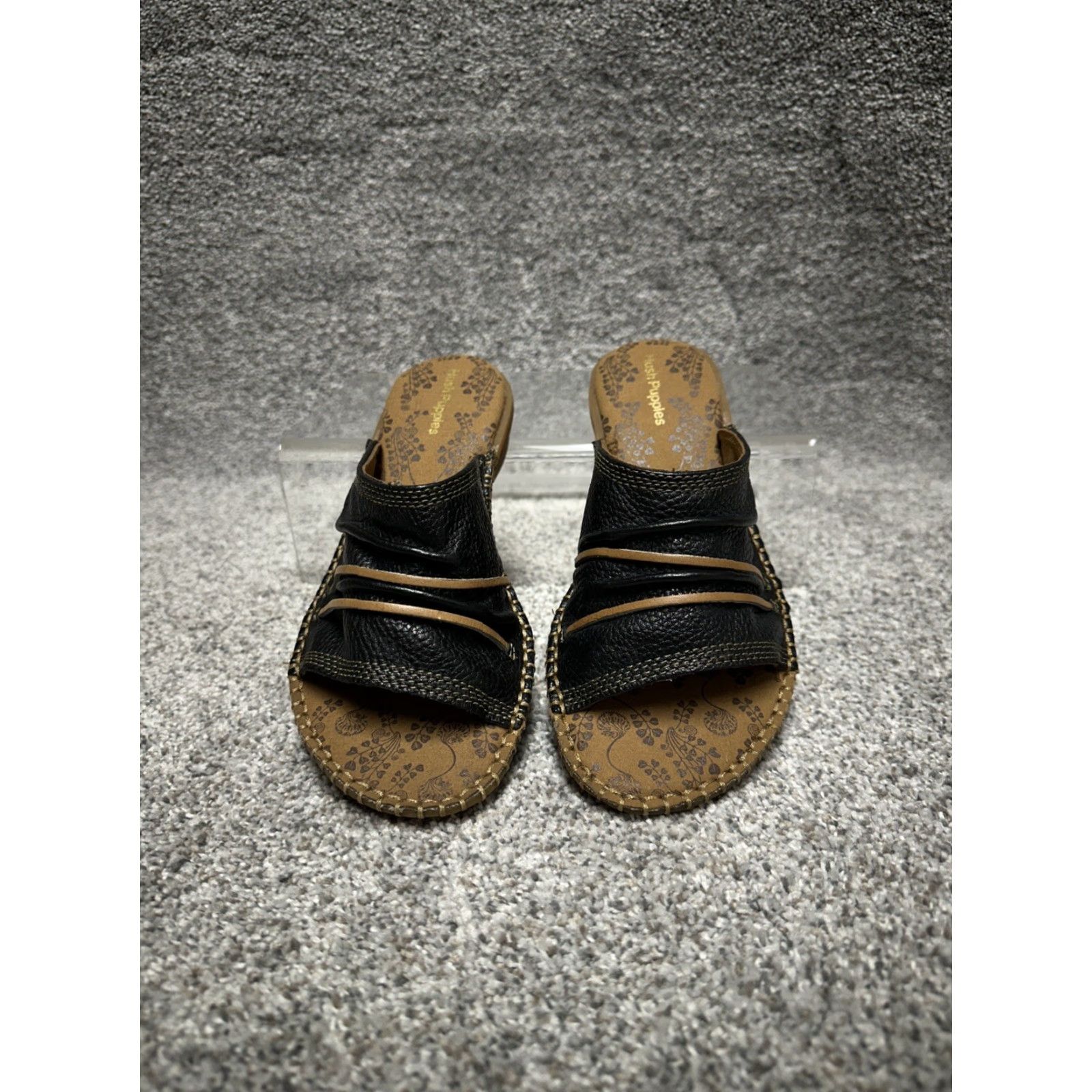 Hush Puppies VINTAGE Hush Puppies Leather Slides Womens 8.5 Black Wedge Comfort Cushioned Resort Y2K Slides Womens Size US 9 / IT 39 - 5 Thumbnail