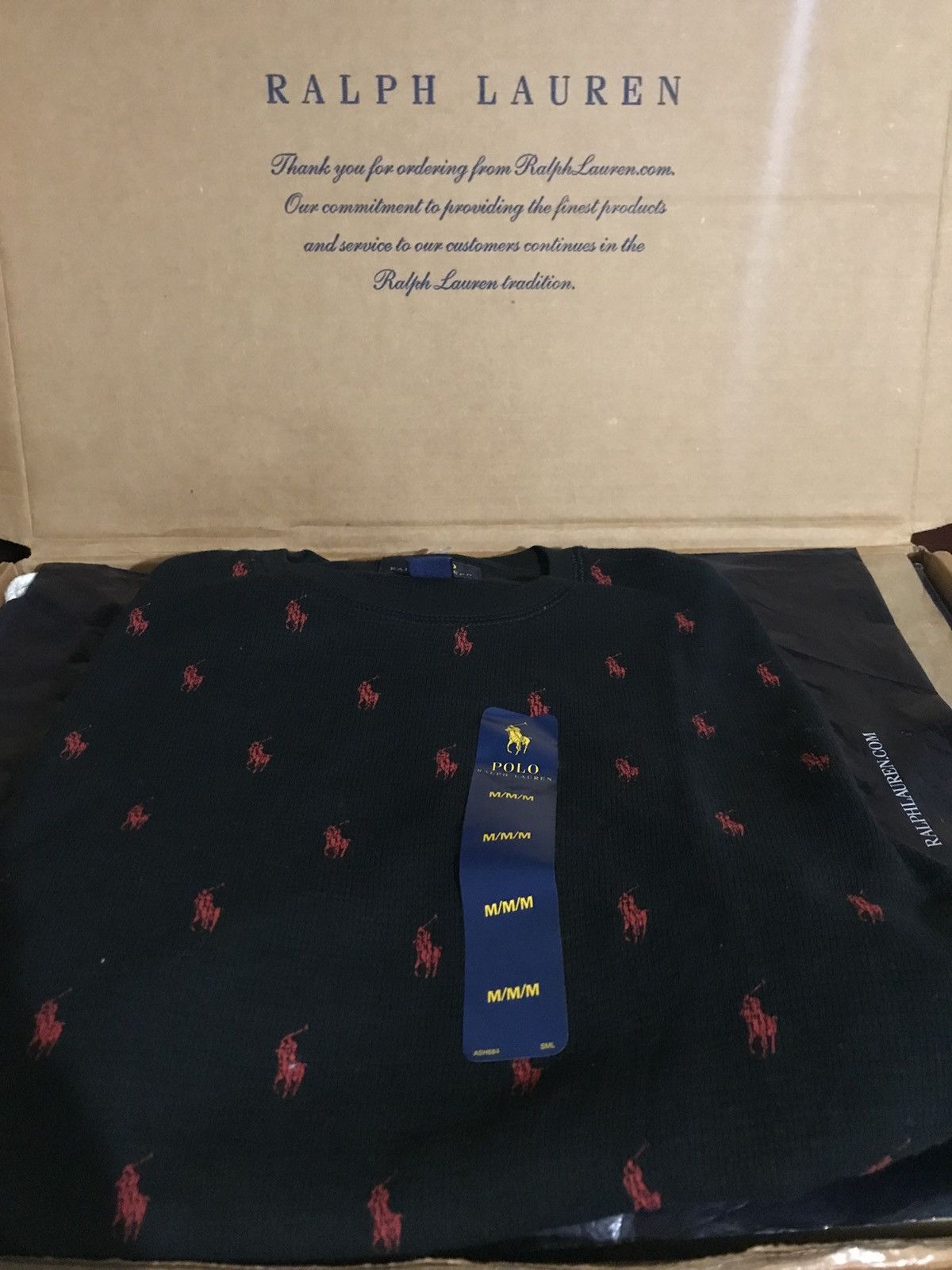 Polo Ralph Lauren Black All Over Red Pony Thermal Size M