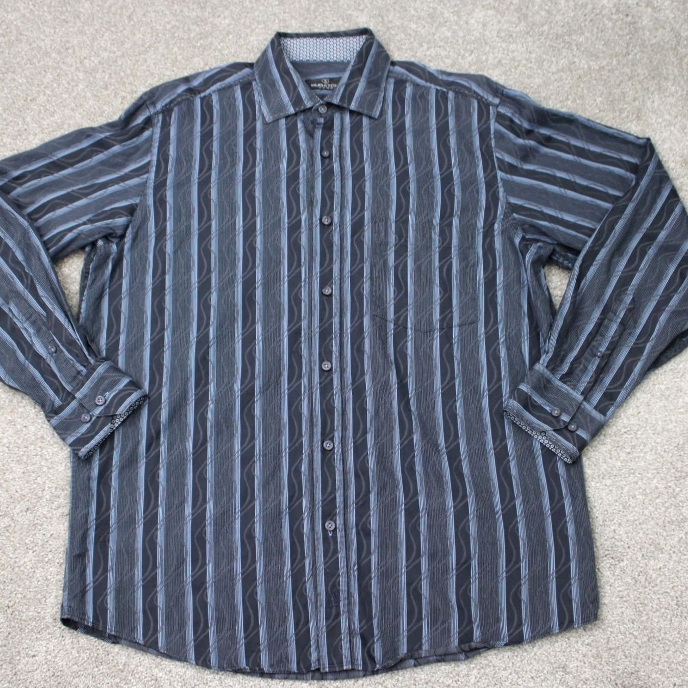 BUGATCHI Bugatchi Uomo Shirt Mens Large Blue Geometric 100% Cotton Long Sleeve Button-Up Vintage? No (adapted) Size US L / EU 52-54 / 3 - 2 Thumbnail