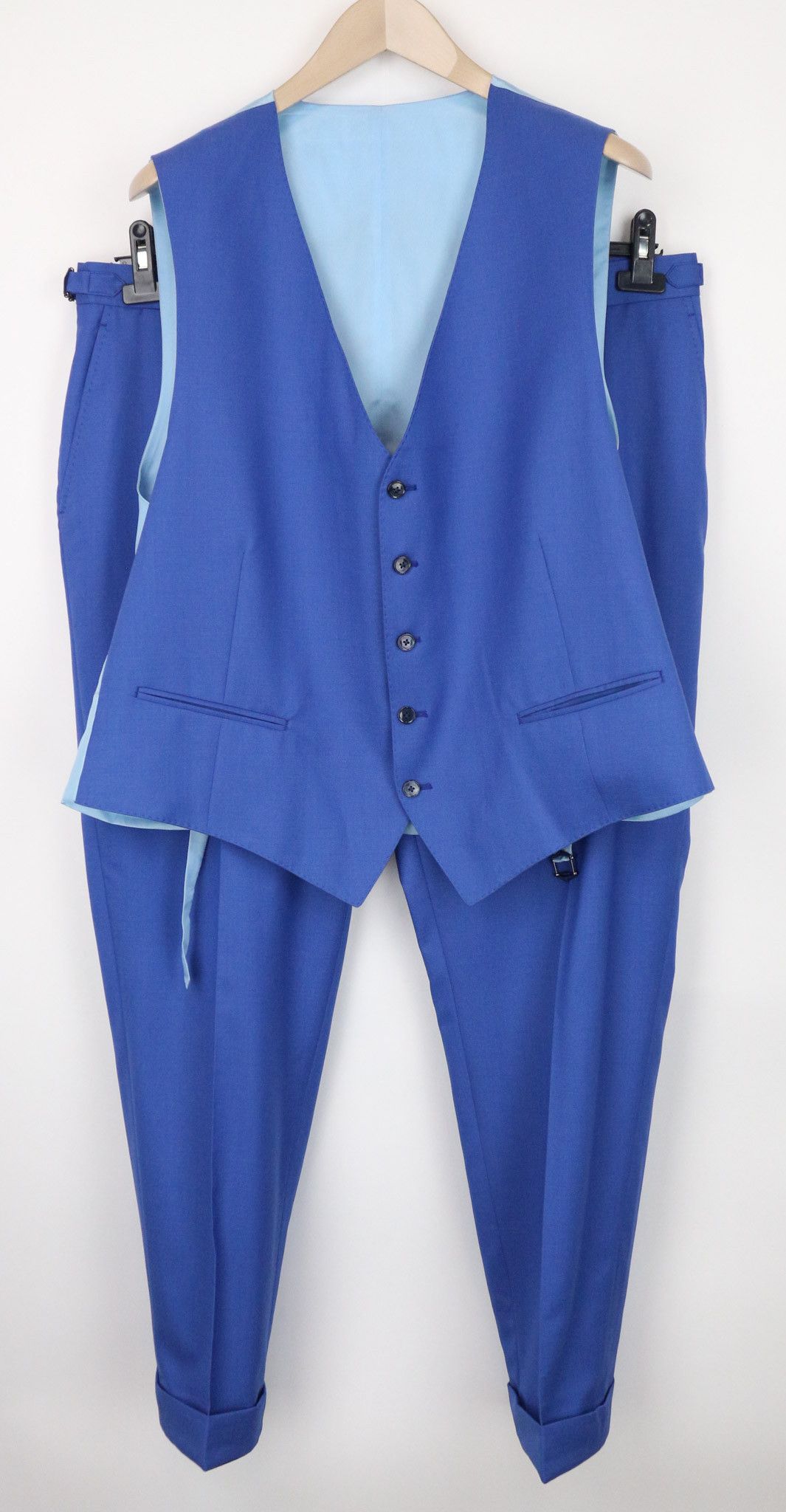 Suitsupply UK50R Blue Wool Waistcoat Suit 74765 Size 50R - 1 Thumbnail
