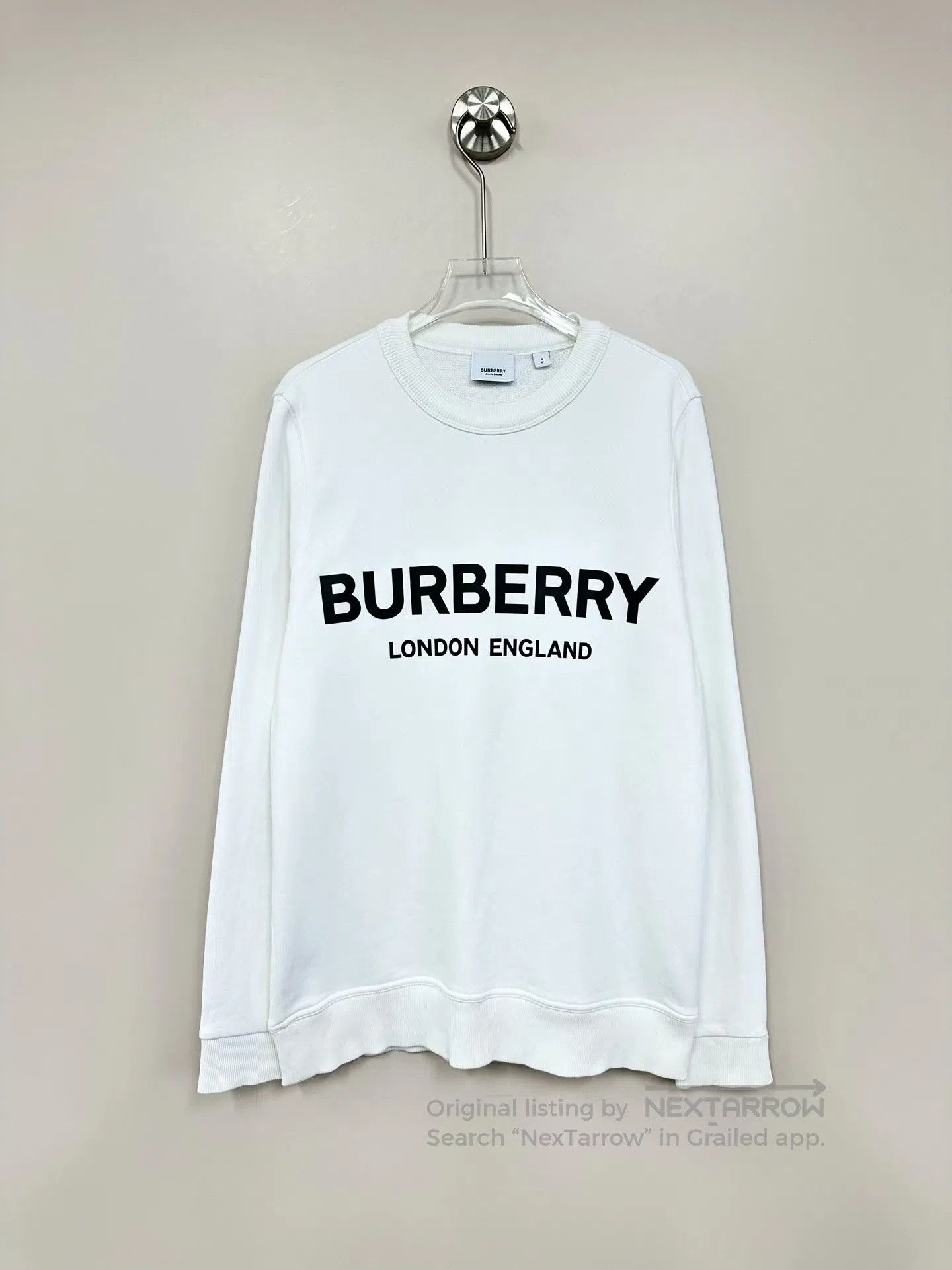 Burberry Burberry White Slogan Letter Logo Long Sleeve Sweatshirt| Size US S / EU 44-46 / 1 - 1 Thumbnail