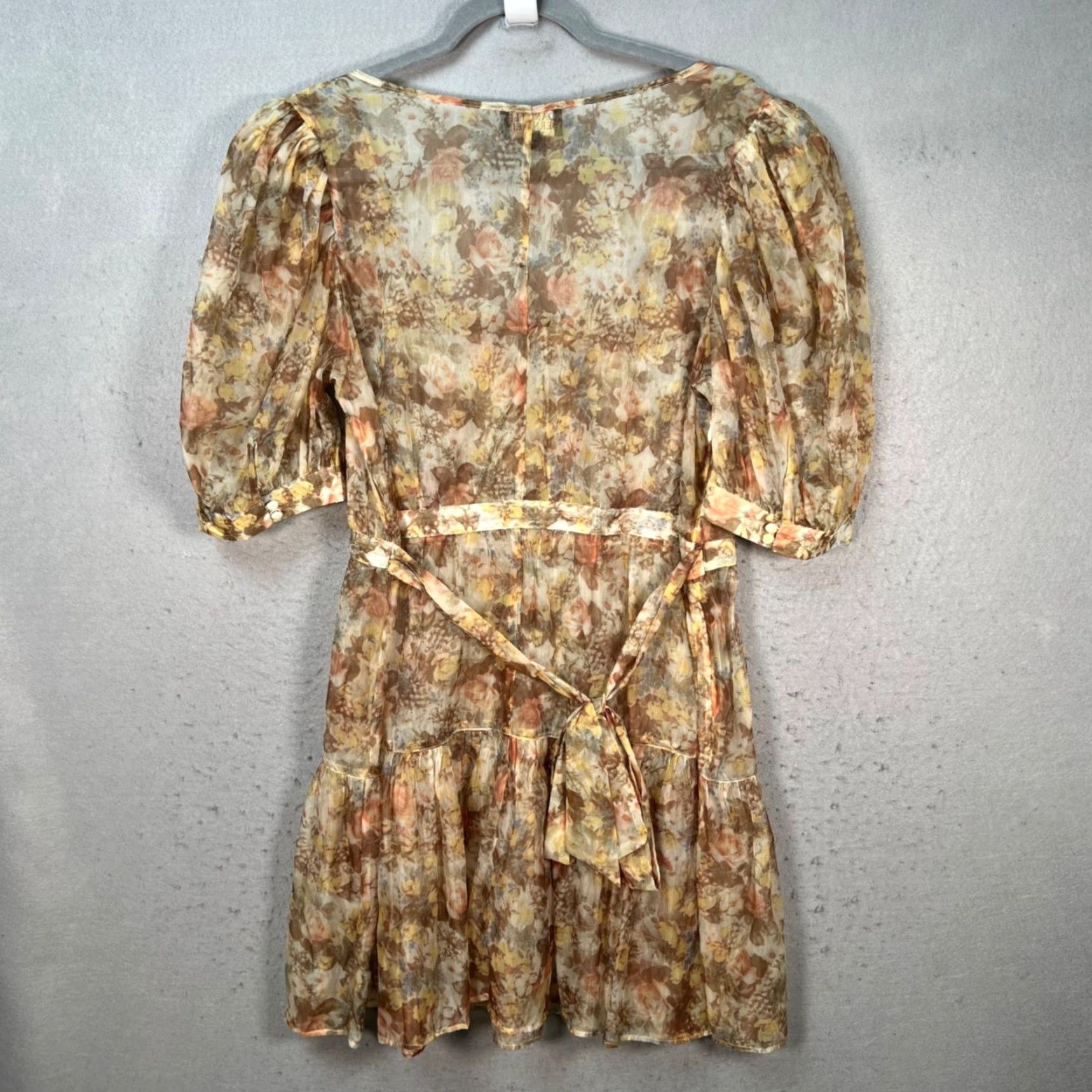Vintage Danielle Bernstein Womens Size XL Floral Puff Sleeve Mini Dress NEW Size XL / US 12-14 / IT 48-50 - 2 Thumbnail