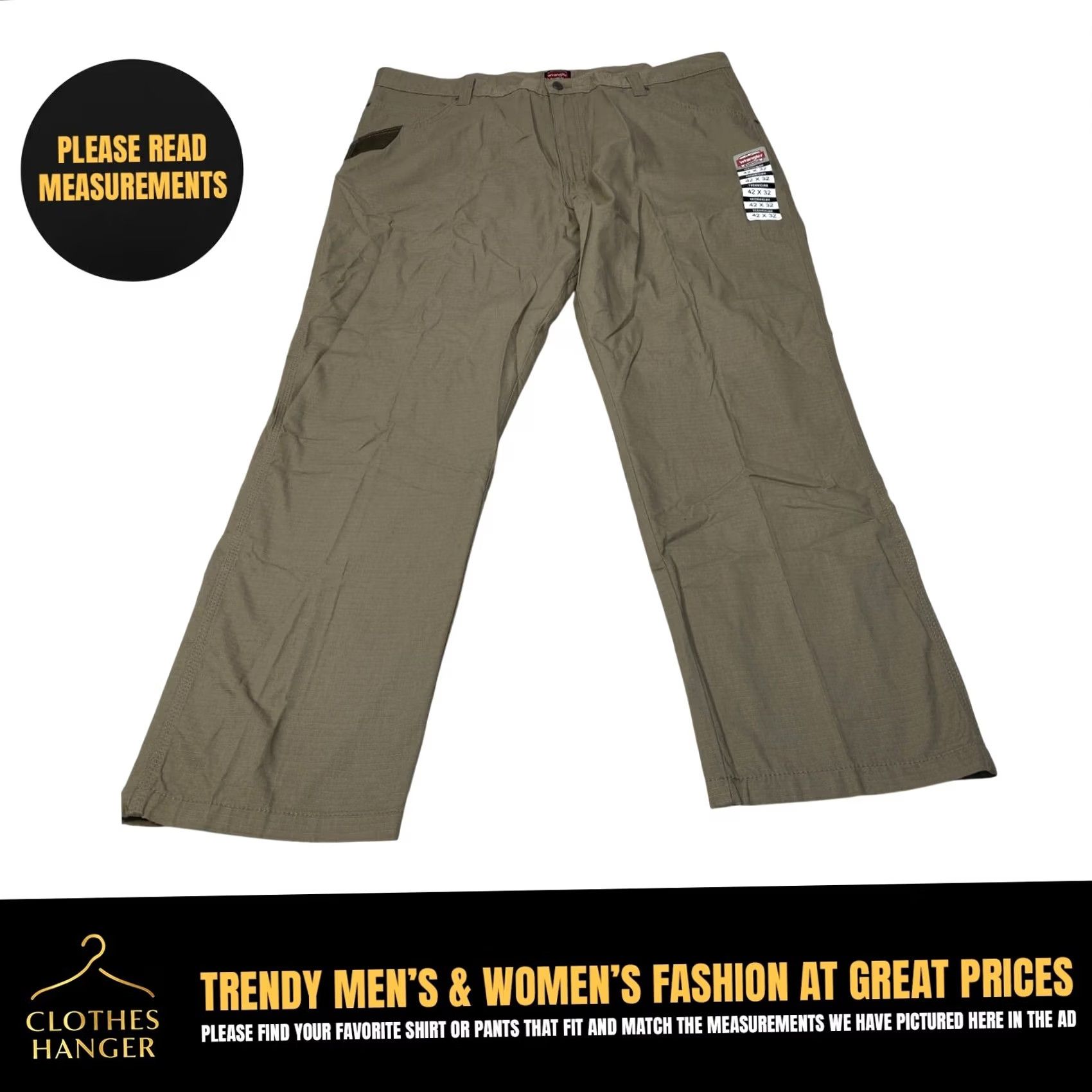 Wrangler Wrangler Workwear Technician Pant 42x32 Khaki Relaxed Fit Cell Pocket Ripstop Men Pants 42 Khaki Ripstop Wrangler RIGGS Workwear 42 Mens Size US 42 / EU 58 - 2 Thumbnail