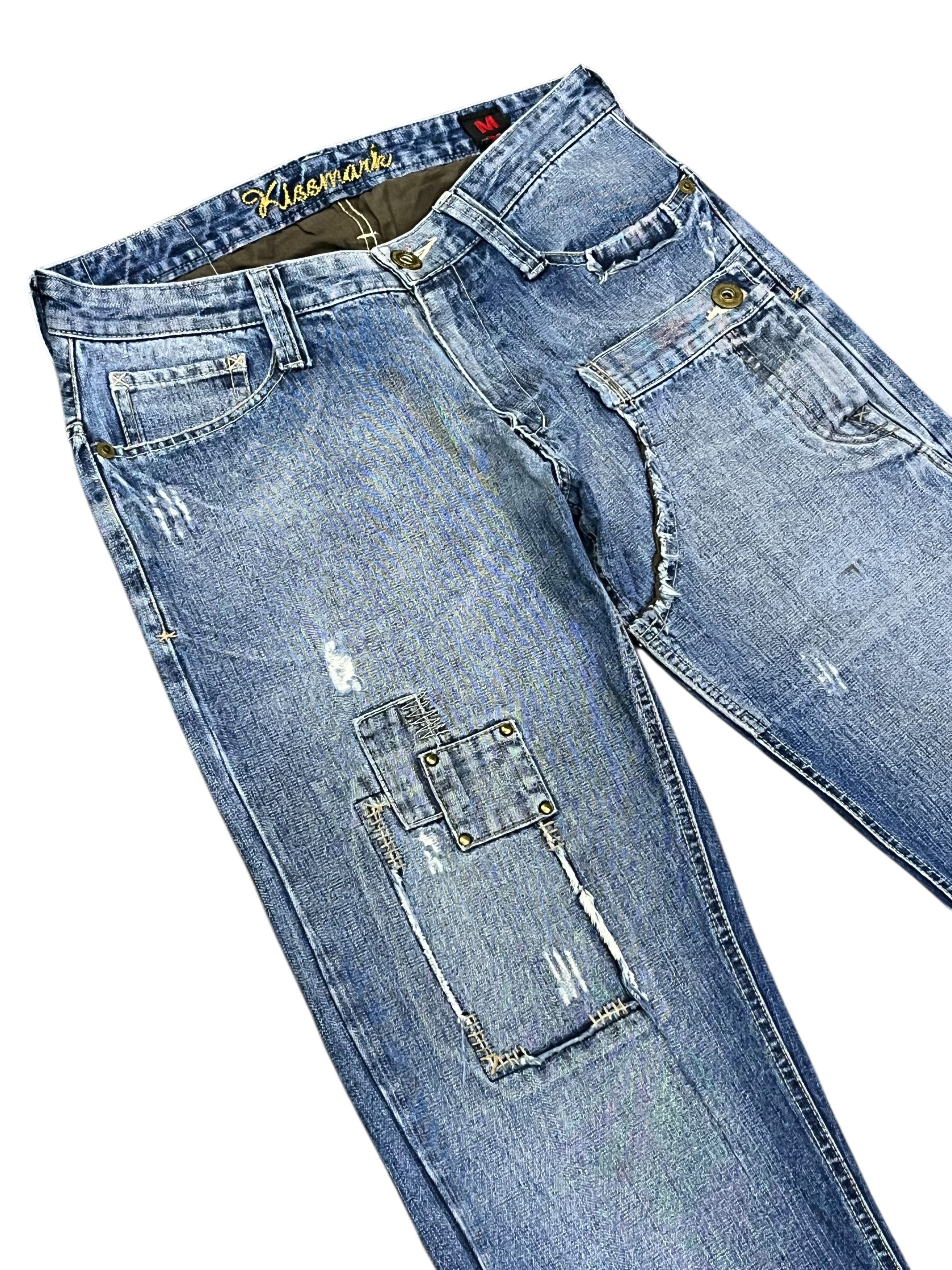 KISS 💋KISSMARK JAPAN Sick Design Half Double Waist Denim Jeans Size US 31 - 4 Thumbnail