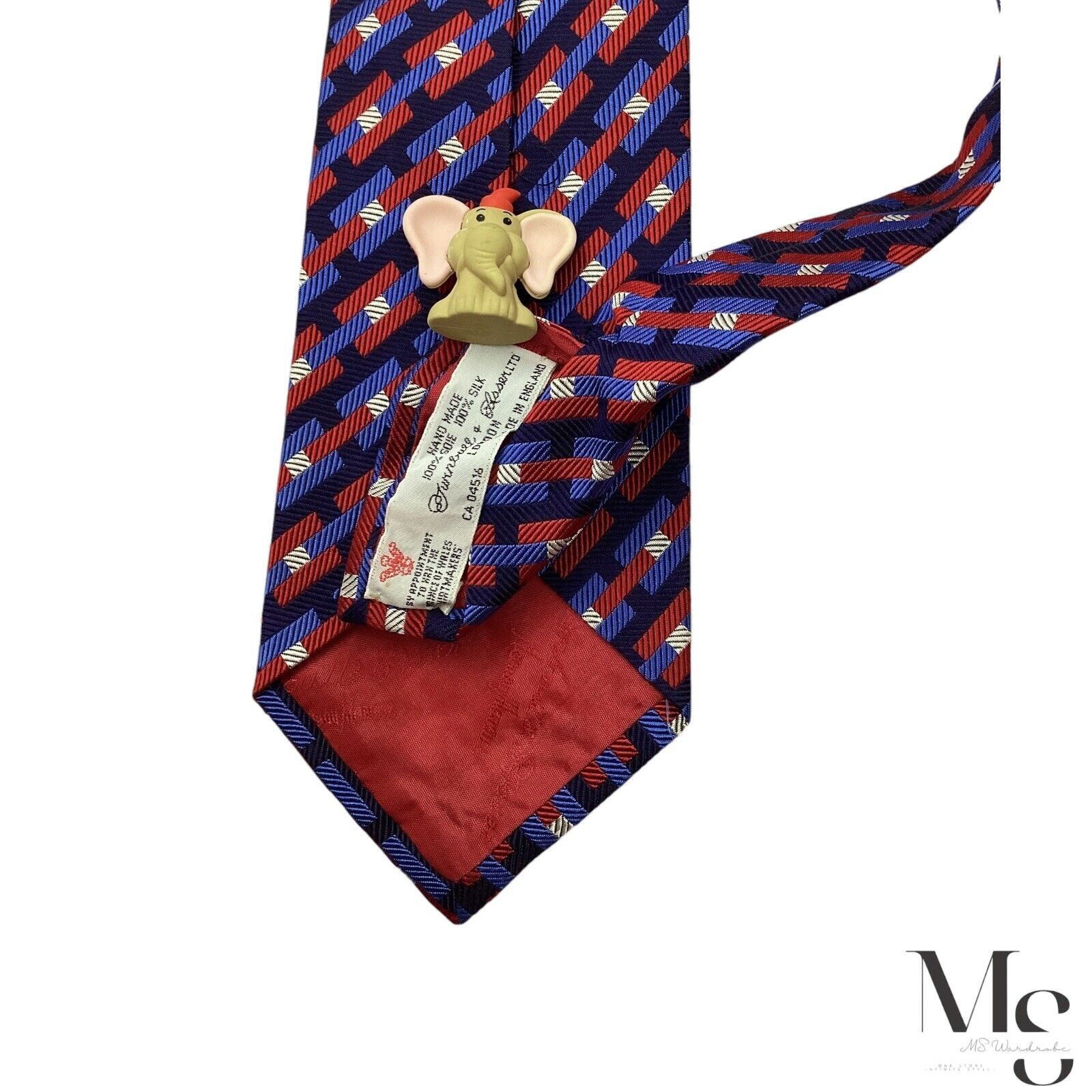 Turnbull & Asser Turnbull & Asser Red & Blue Striped Silk Tie Hand Made In En Size ONE SIZE - 5 Thumbnail