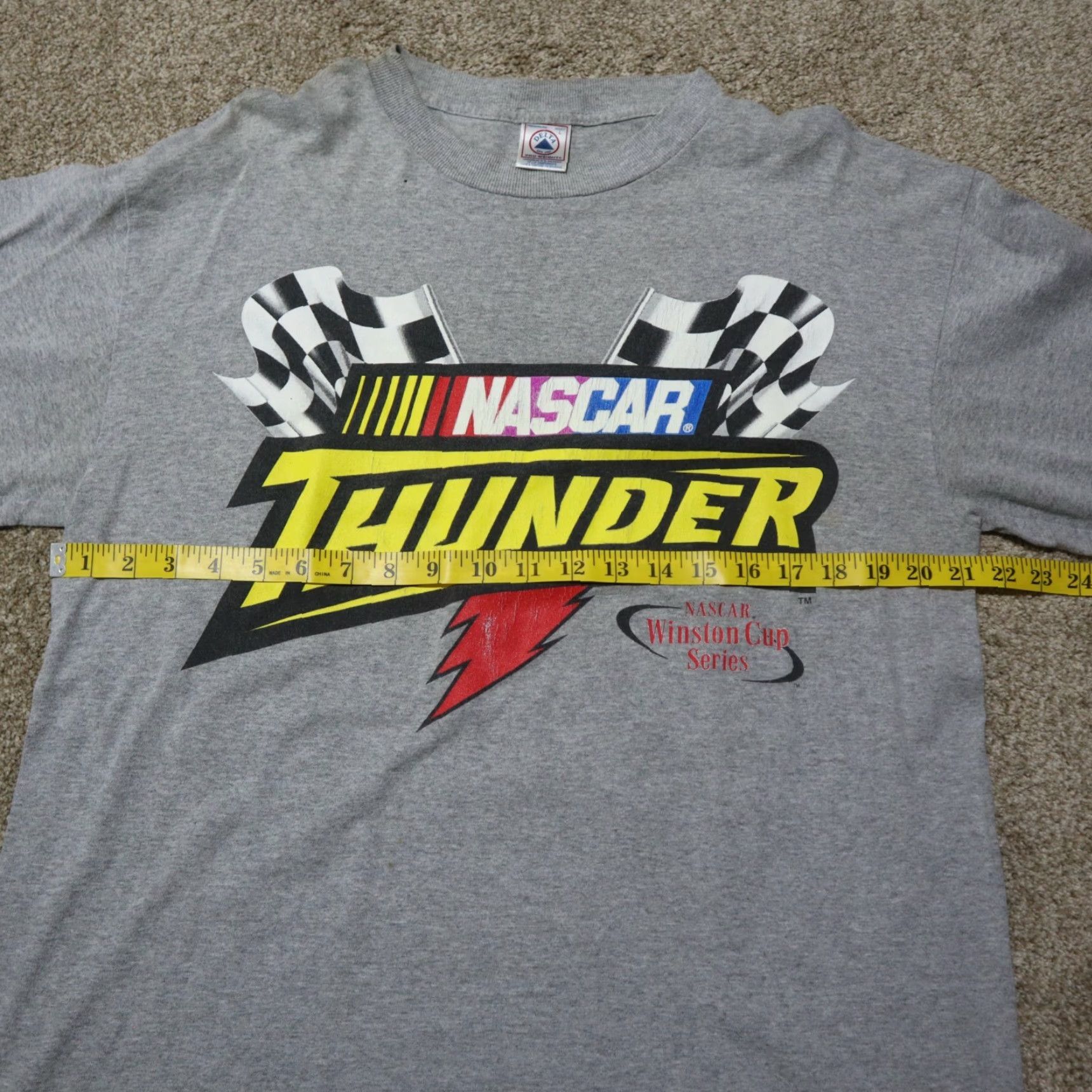 Delta VINTAGE NASCAR Winston Cup Thunder Racing Shirt Men L White 1990s 90s Delta Crew Neck Short Sleeve Size US L / EU 52-54 / 3 - 6 Thumbnail