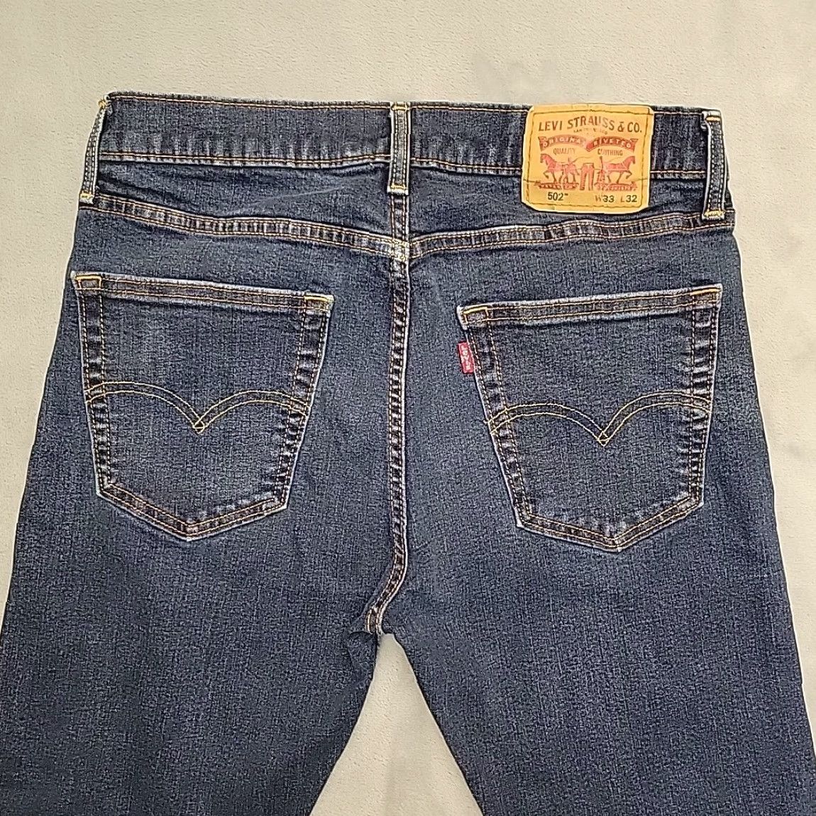 Vintage Levis Jeans Mens 33x32 Blue Denim 502 Red Tab Stretch Comfort Blend Casual Jeans Size US 33 - 7 Thumbnail
