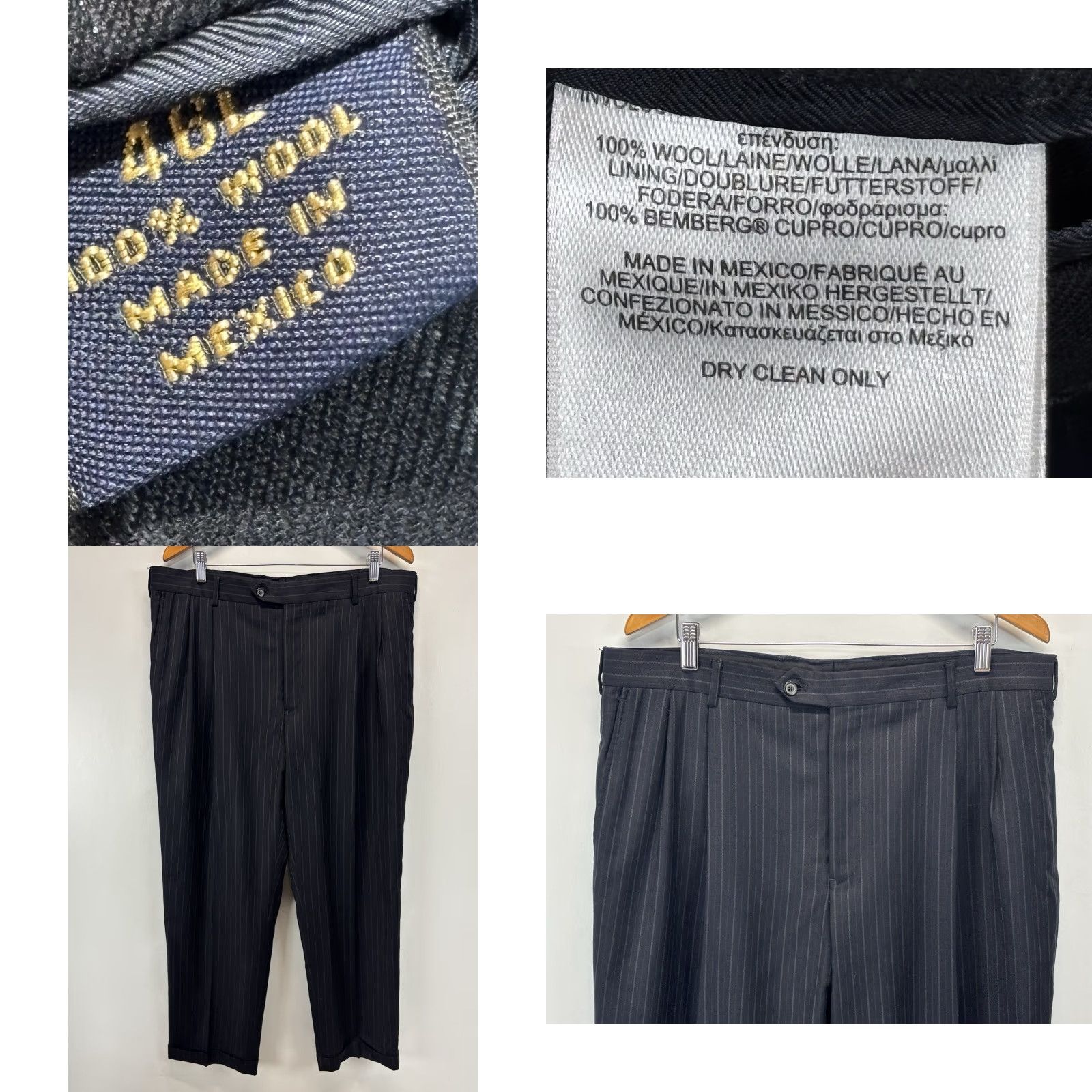 Brooks Brothers BROOKS BROTHERS 346 2 PIECE SUIT JACKET PANTS MEN Navy Pinstripe Wool 46L 38x30.5 Regular Two-Button Suit Set Mens Size 46R - 8 Thumbnail