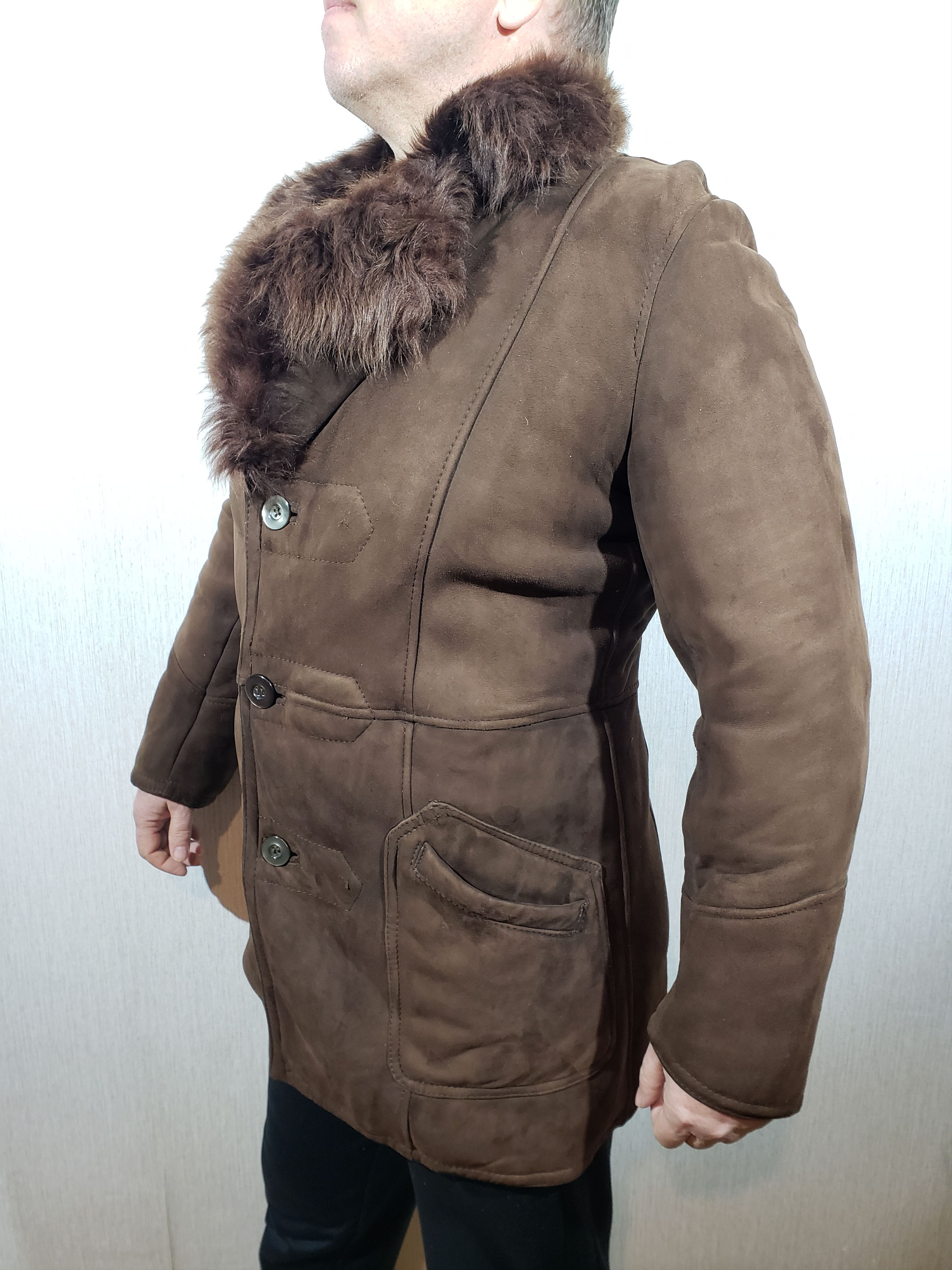 Other Men's brown sheepskin coat with buttons. Size US M / EU 48-50 / 2 - 2 Thumbnail