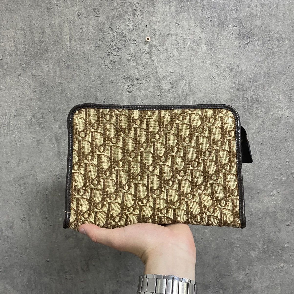 Dior Vintage Brown Monogram Christian Dior Clutch Bag Size ONE SIZE - 2 Thumbnail