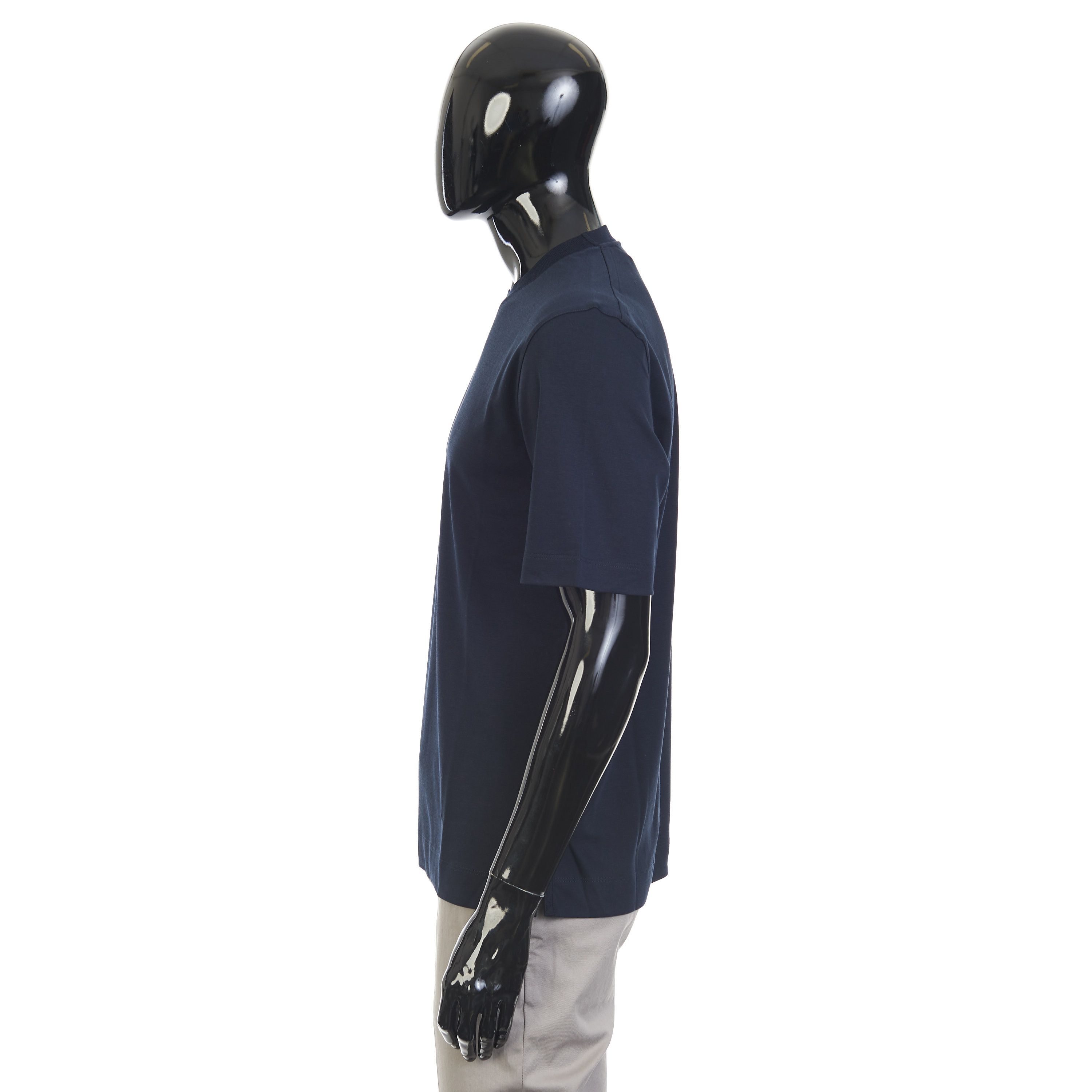 Ermenegildo Zegna Navy Blue Silk & Cotton Crewneck Tshirt Size US S / EU 44-46 / 1 - 3 Thumbnail