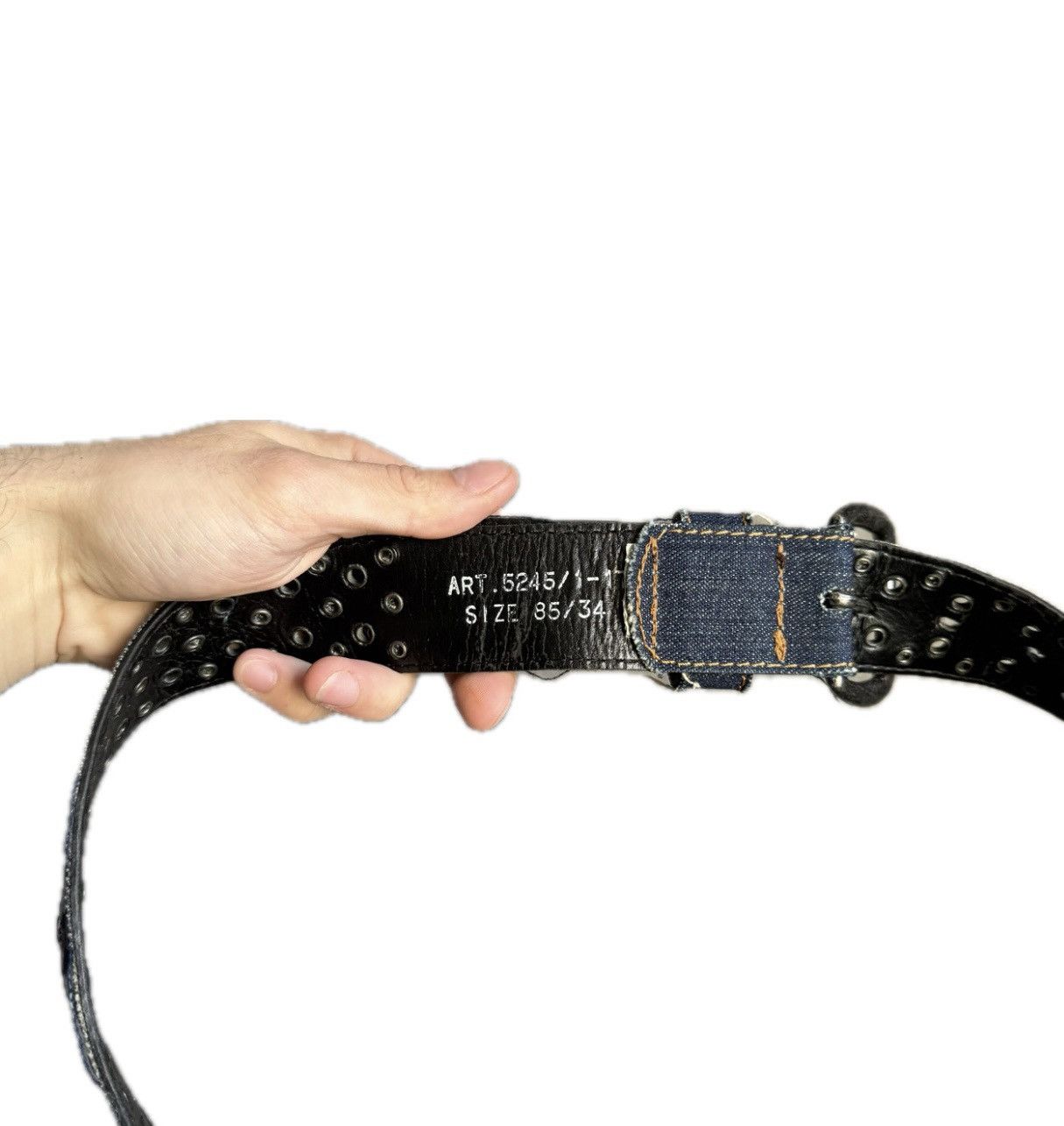Japanese Brand Y2K Levi’s belt denim leather Japanese style metal logo Size ONE SIZE - 3 Thumbnail