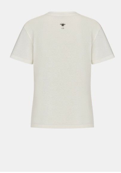 Dior o1w1db10924 Cotton Jersey And Linen T-Shirt in Ecru Size L / US 10 / IT 46 - 2 Thumbnail