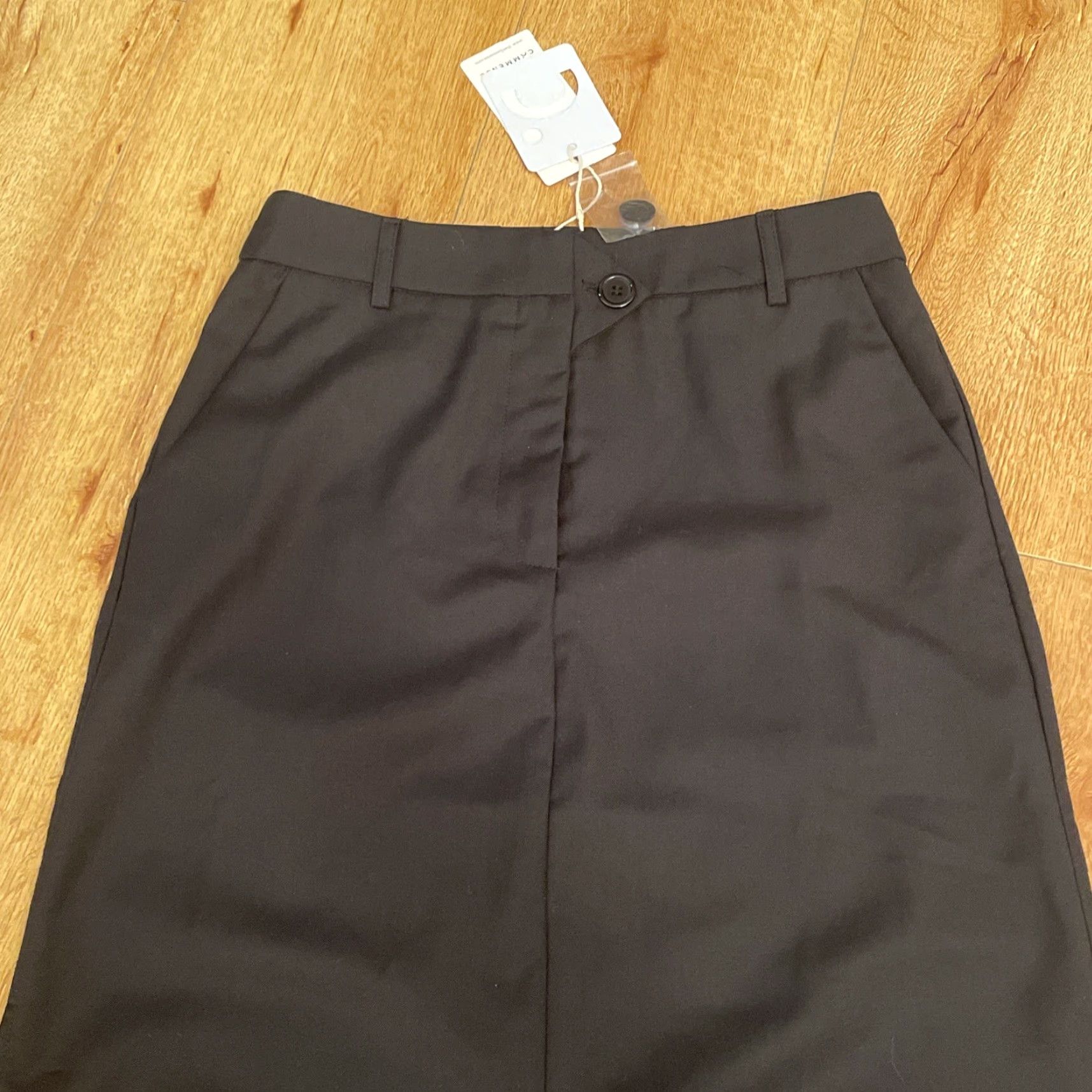 Vintage VINTAGE? No. New Commense Maxi Small Black Utility Skirt Side Slits Y2K Minimalist NWT Goth Size 28" / US 6 / IT 42 - 3 Thumbnail