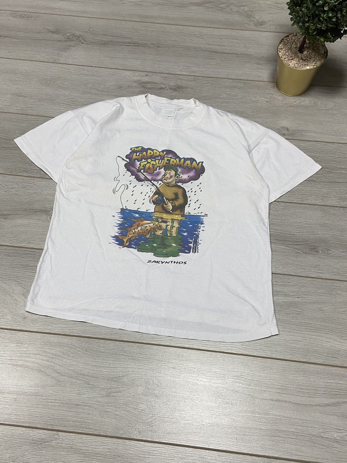 Vintage The happy fisherman vintage t-shirt, fishing, humor Size US M / EU 48-50 / 2 - 3 Thumbnail