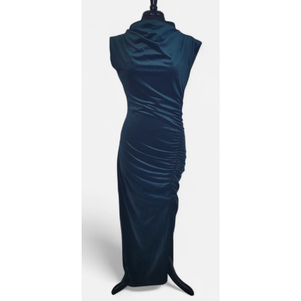 NWOT Robbie Bee Emerald Velvet Cowl Maxi Dress L