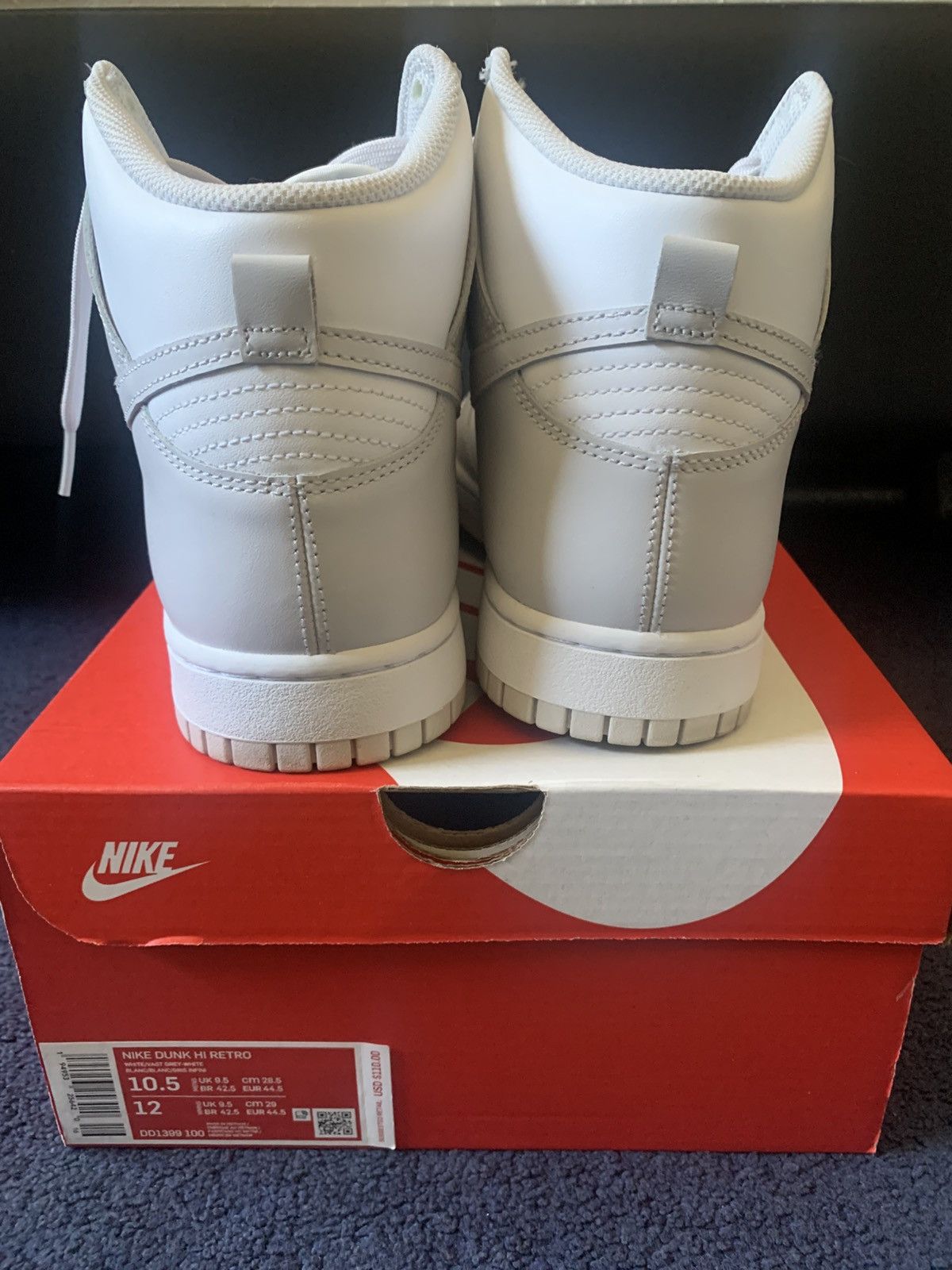 Nike Nike Dunk HI Retro Vast Grey Size US 10.5 / EU 43-44 - 2 Thumbnail