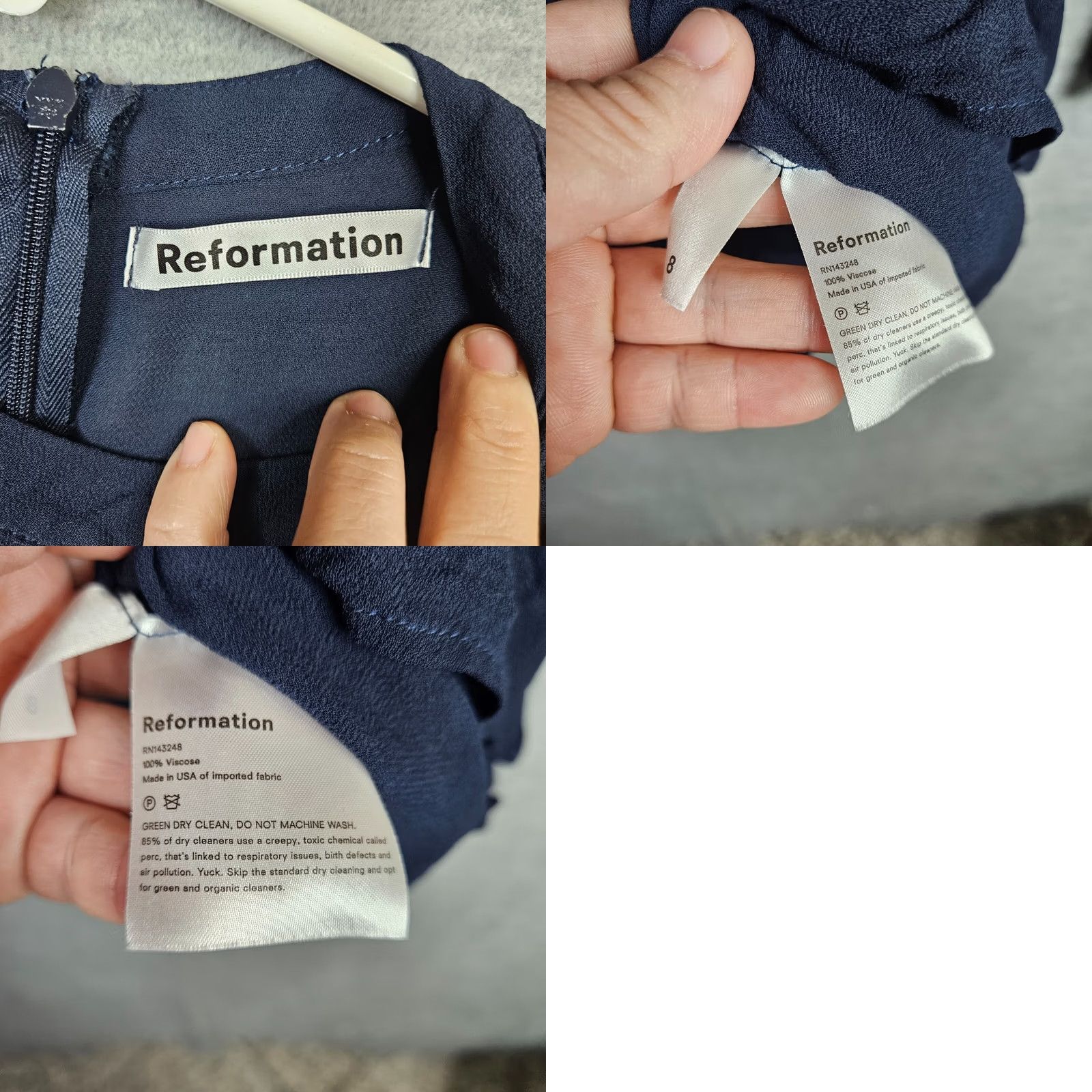 Reformation Reformation Fox Tie Neck Women’s Blue Long Sleeve Mini Dress Size 8 Size M / US 6-8 / IT 42-44 - 8 Thumbnail