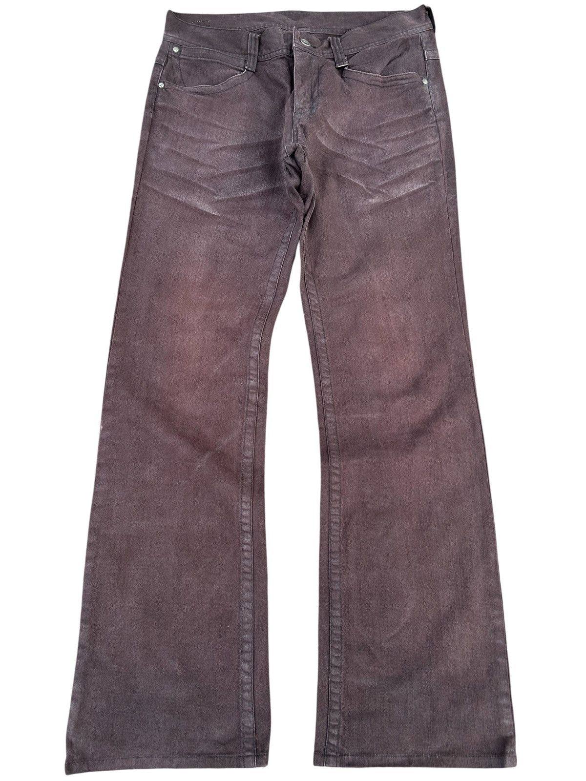 If Six Was Nine FLARE Nicole Club For Men Buckle Back Distressed Faded Pants Size US 33 - 1 Thumbnail