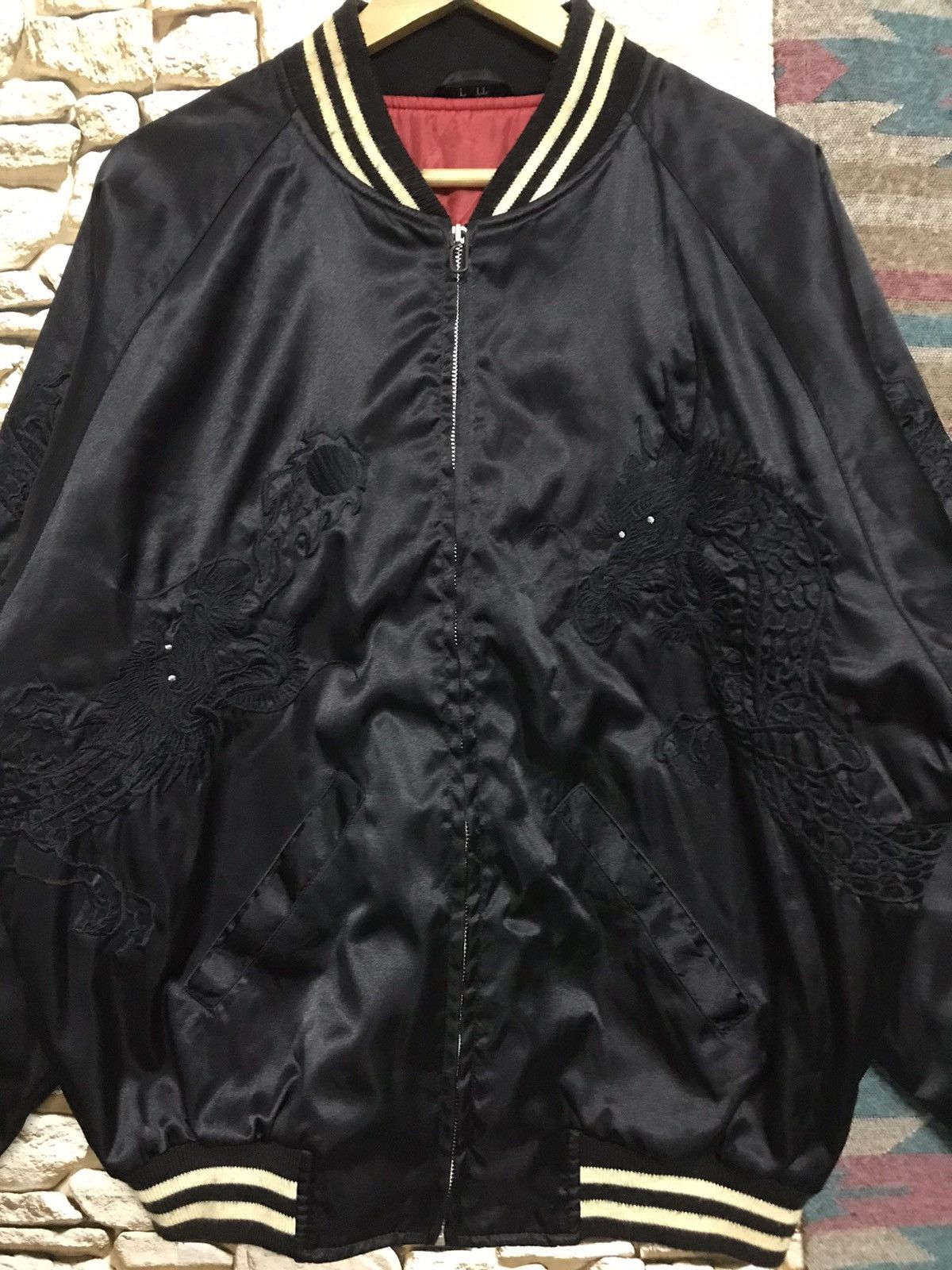 Japanese Brand × Vintage Vintage Souvenir Sukajan Black Dragon Size US L / EU 52-54 / 3 - 4 Thumbnail