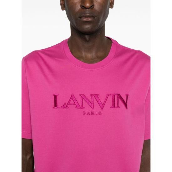 Lanvin o1s22i1n1024 Embroidered Logo T-Shirt in Pink Size US L / EU 52-54 / 3 - 3 Thumbnail
