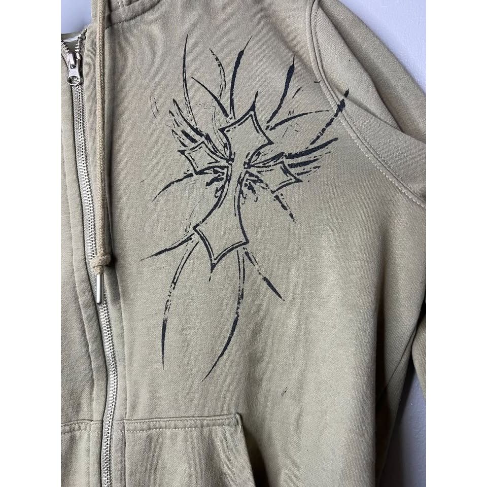 Other Y2K Goth Grunge Cross Green Zip up Boxy hoodie sweatshirt wo Size M / US 6-8 / IT 42-44 - 4 Thumbnail