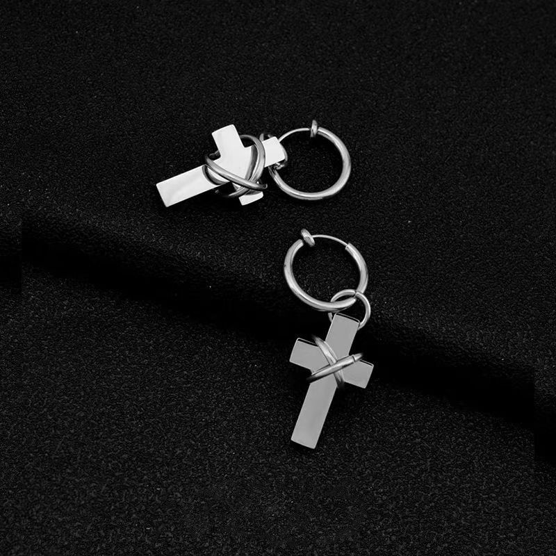 Jewelry × Sterling Silver Cross Future Earrings Gothic Punk One pairs Jewelry Spike Size ONE SIZE - 5 Thumbnail
