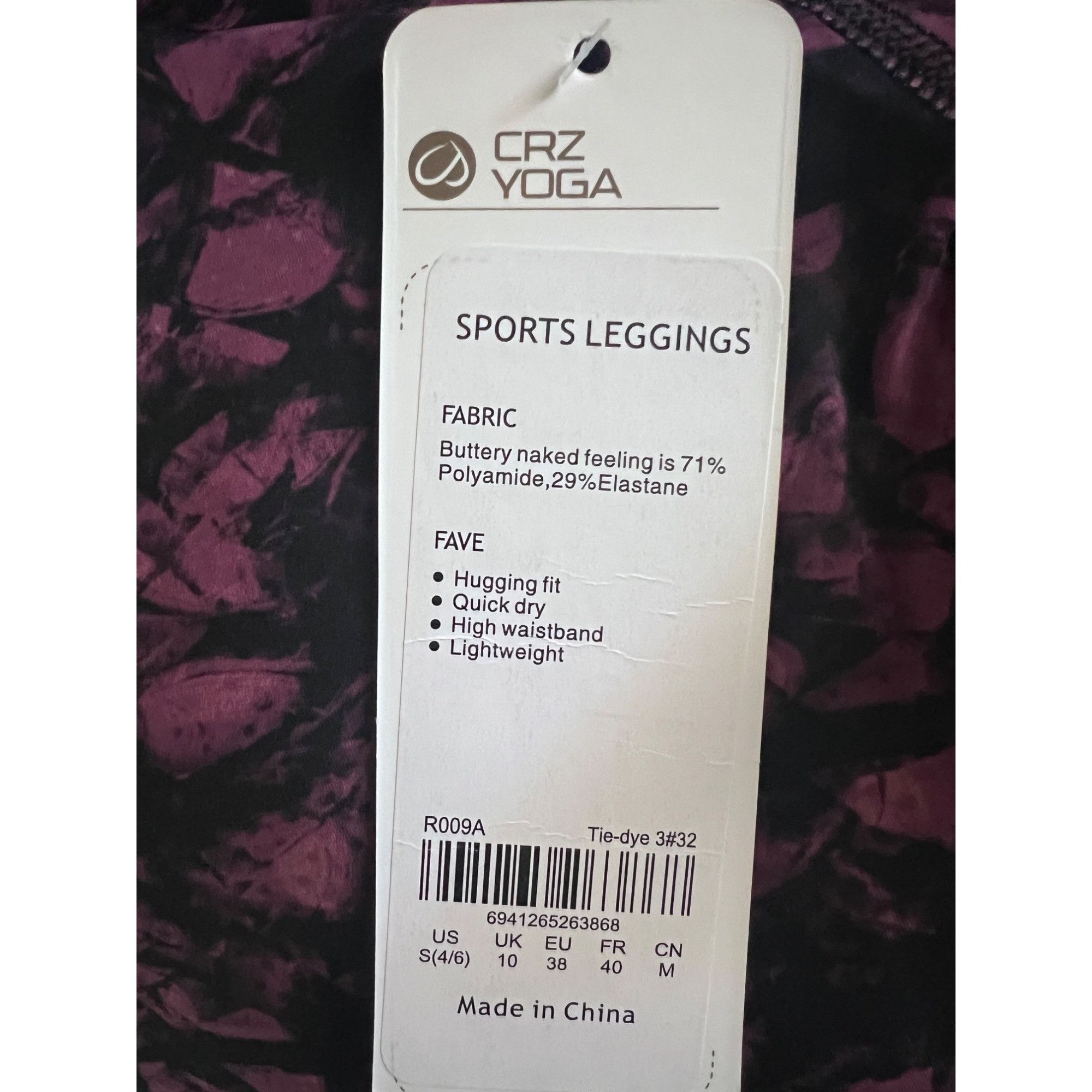 Designer CRZ Yoga Sports Womens Tie Dye Floral Leggings Small 4/6 Str Size 27" / US 4 / IT 40 - 6 Thumbnail