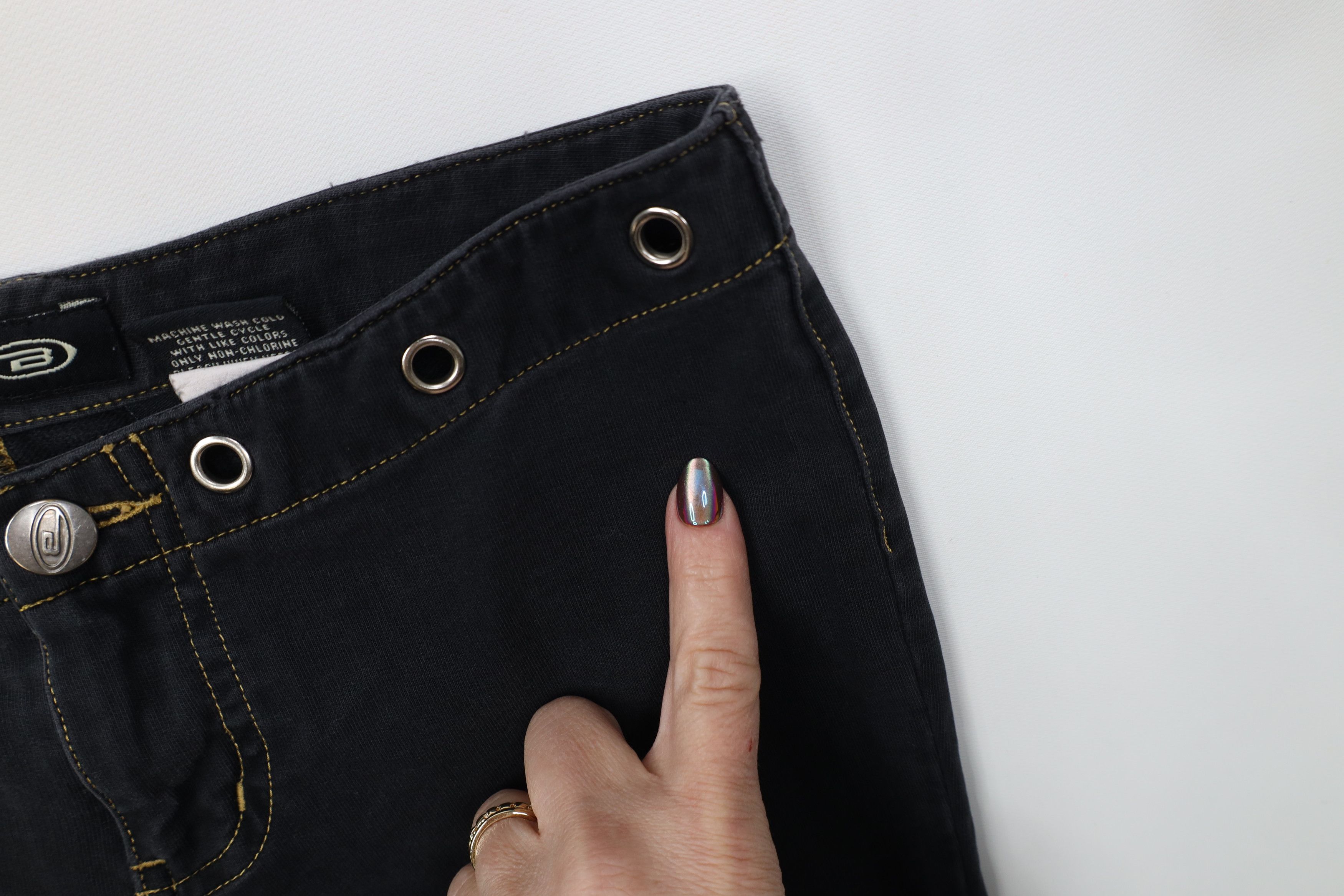 Vintage Vintage 90s Y2K Streetwear Ribbed Knit Rivet Pants Black Size 27" / US 4 / IT 40 - 6 Thumbnail